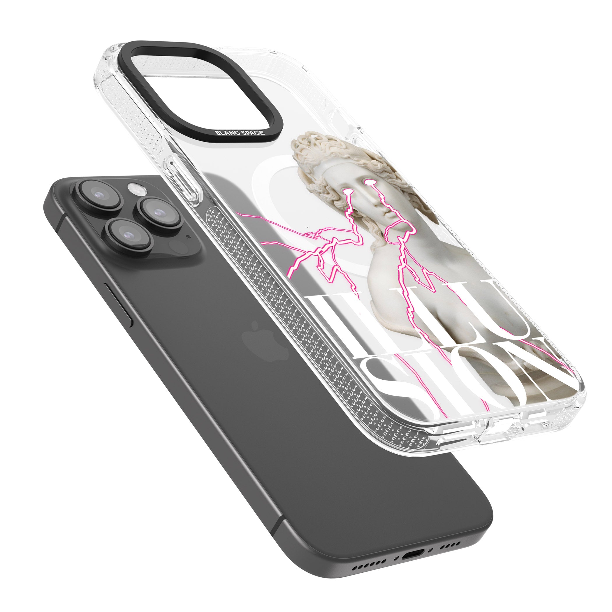 ILLUSION iPhone 15 Pro Max / 15 Pro / 14 Pro Max / 14 Pro / 13 Pro Clear Case Impact Air - Blanc Space
