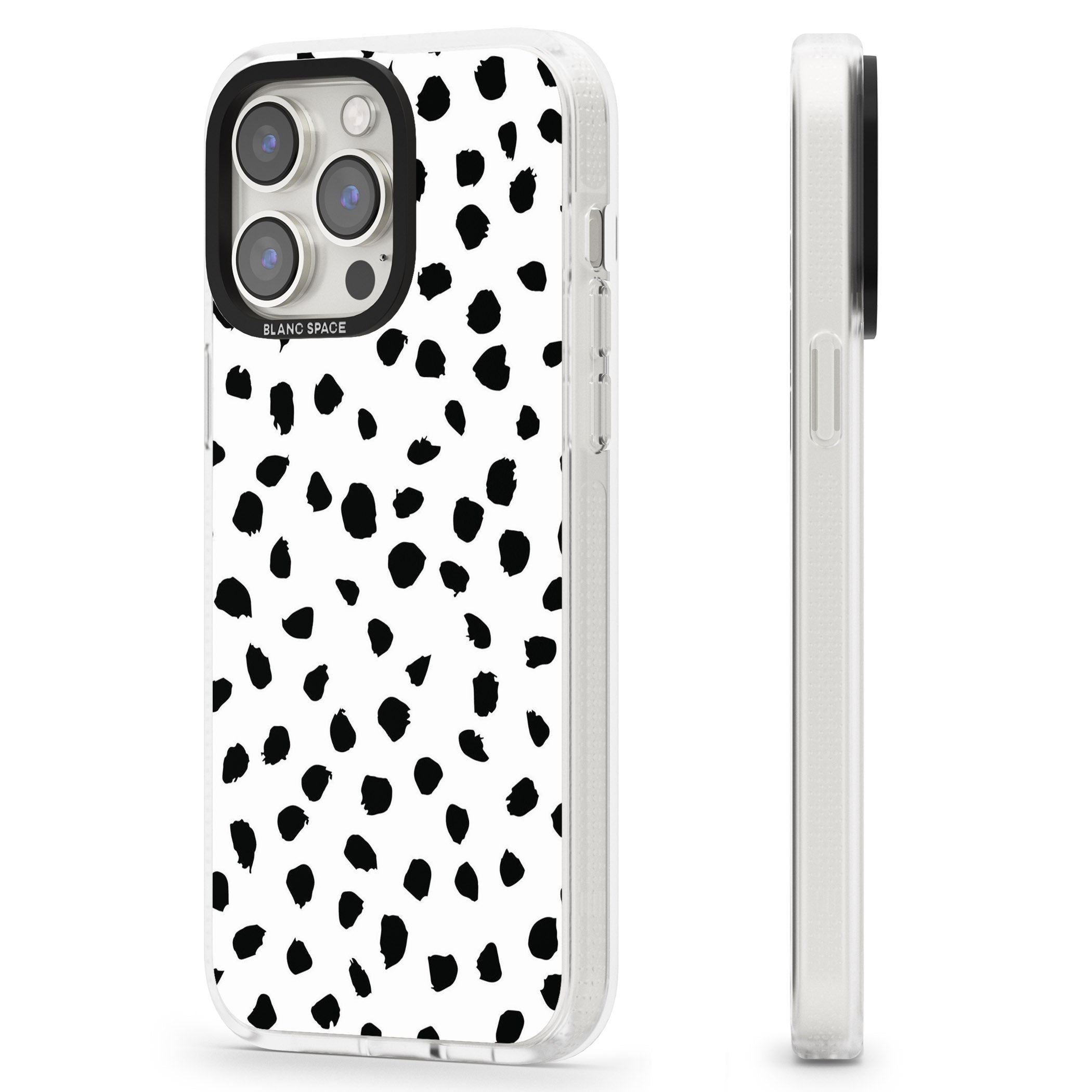 White Dalmatian Print iPhone 15 Pro Max / 15 Pro / 14 Pro Max / 14 Pro / 13 Pro Clear Case Impact Air - Blanc Space