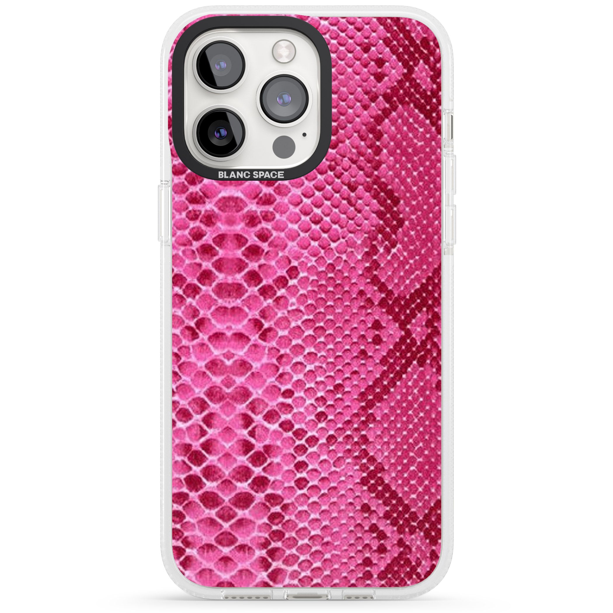 Pink Snakeskin iPhone 15 Pro Max / 15 Pro / 14 Pro Max / 14 Pro / 13 Pro Clear Case Impact Air - Blanc Space