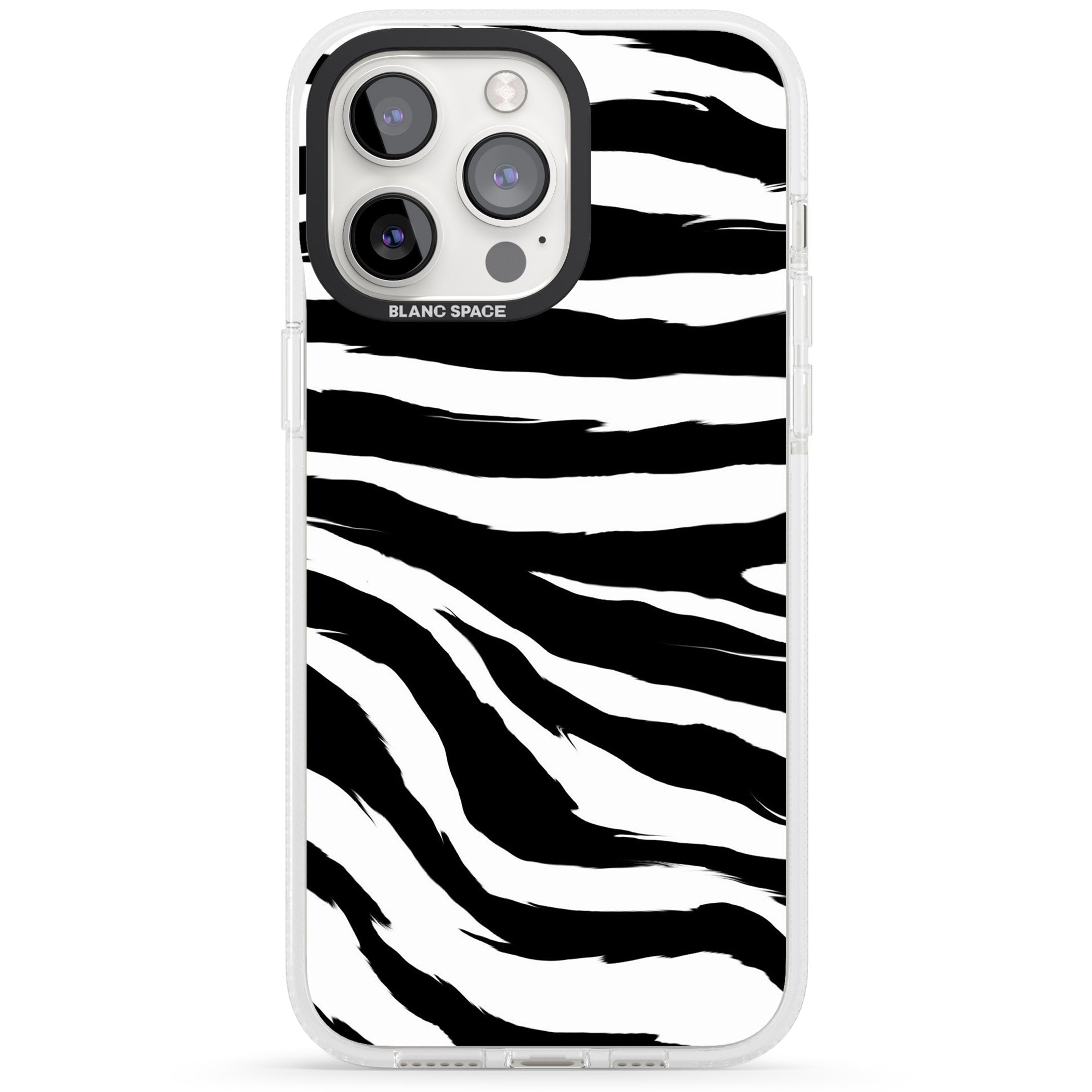 Black Zebra Print iPhone 15 Pro Max / 15 Pro / 14 Pro Max / 14 Pro / 13 Pro Clear Case Impact Air - Blanc Space