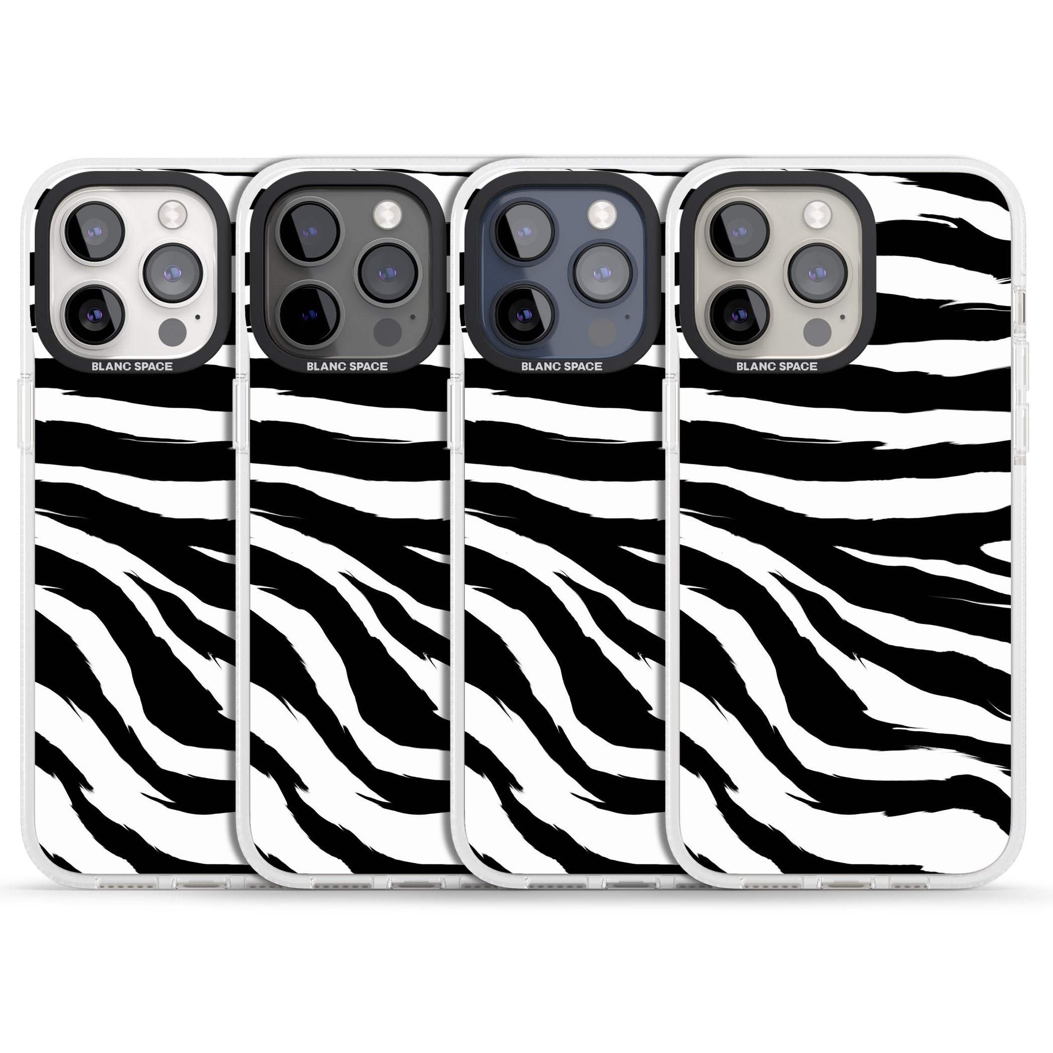 Black Zebra Print iPhone 15 Pro Max / 15 Pro / 14 Pro Max / 14 Pro / 13 Pro Clear Case Impact Air - Blanc Space