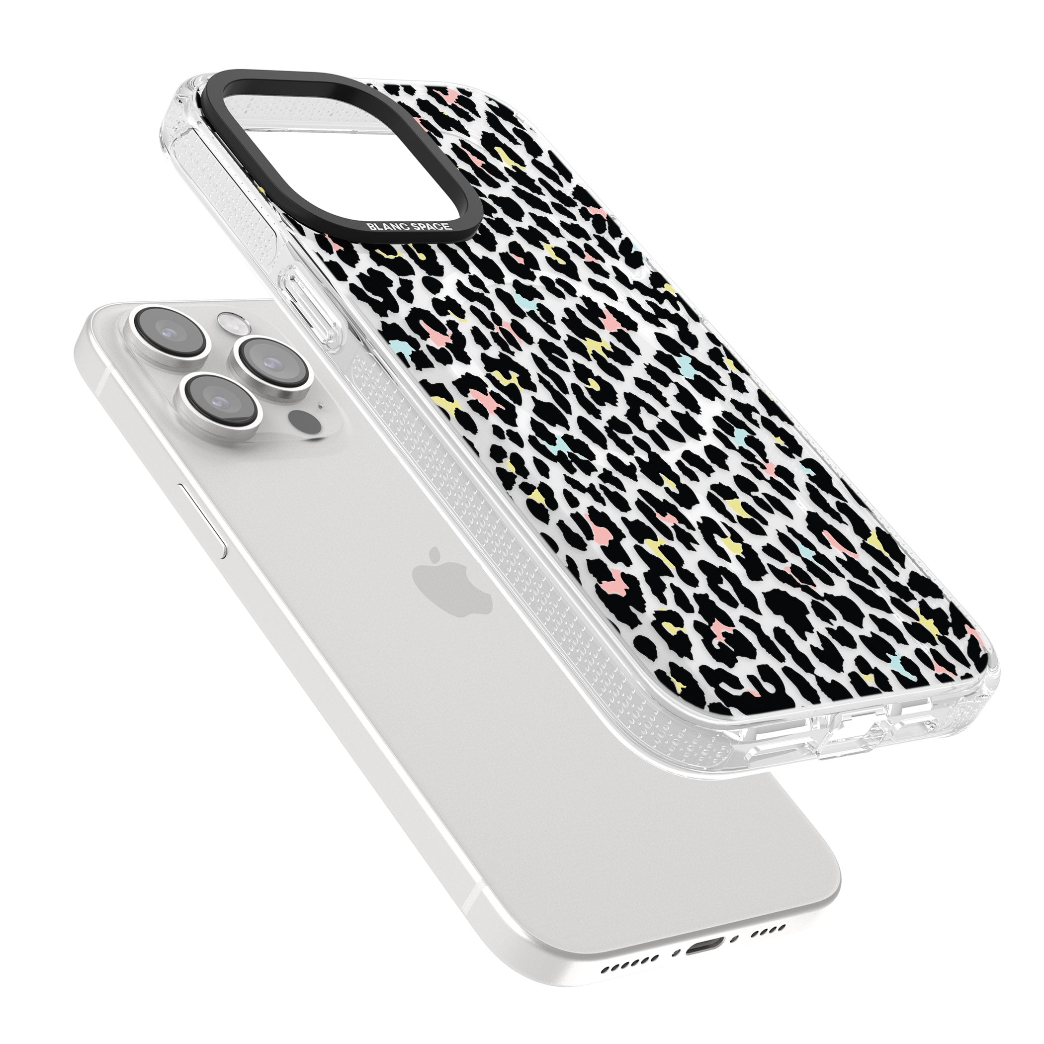 Mixed Pastels Leopard Print - Transparent iPhone 15 Pro Max / 15 Pro / 14 Pro Max / 14 Pro / 13 Pro Clear Case Impact Air - Blanc Space