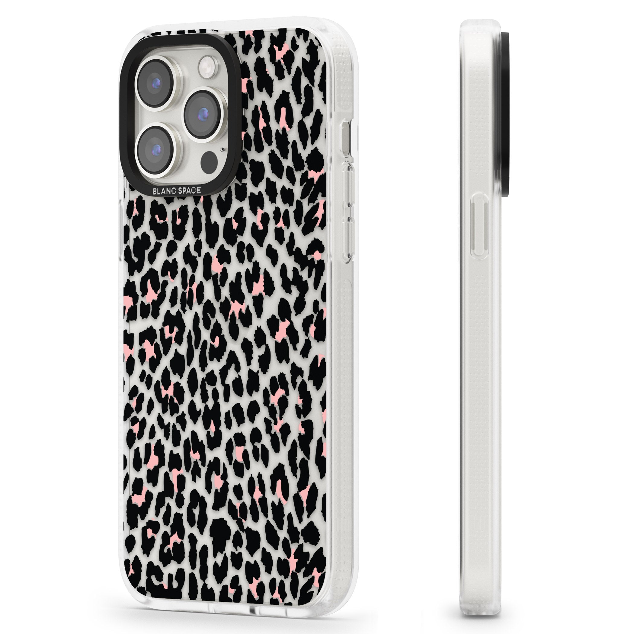 Light Pink Leopard Print - Transparent iPhone 15 Pro Max / 15 Pro / 14 Pro Max / 14 Pro / 13 Pro Clear Case Impact Air - Blanc Space