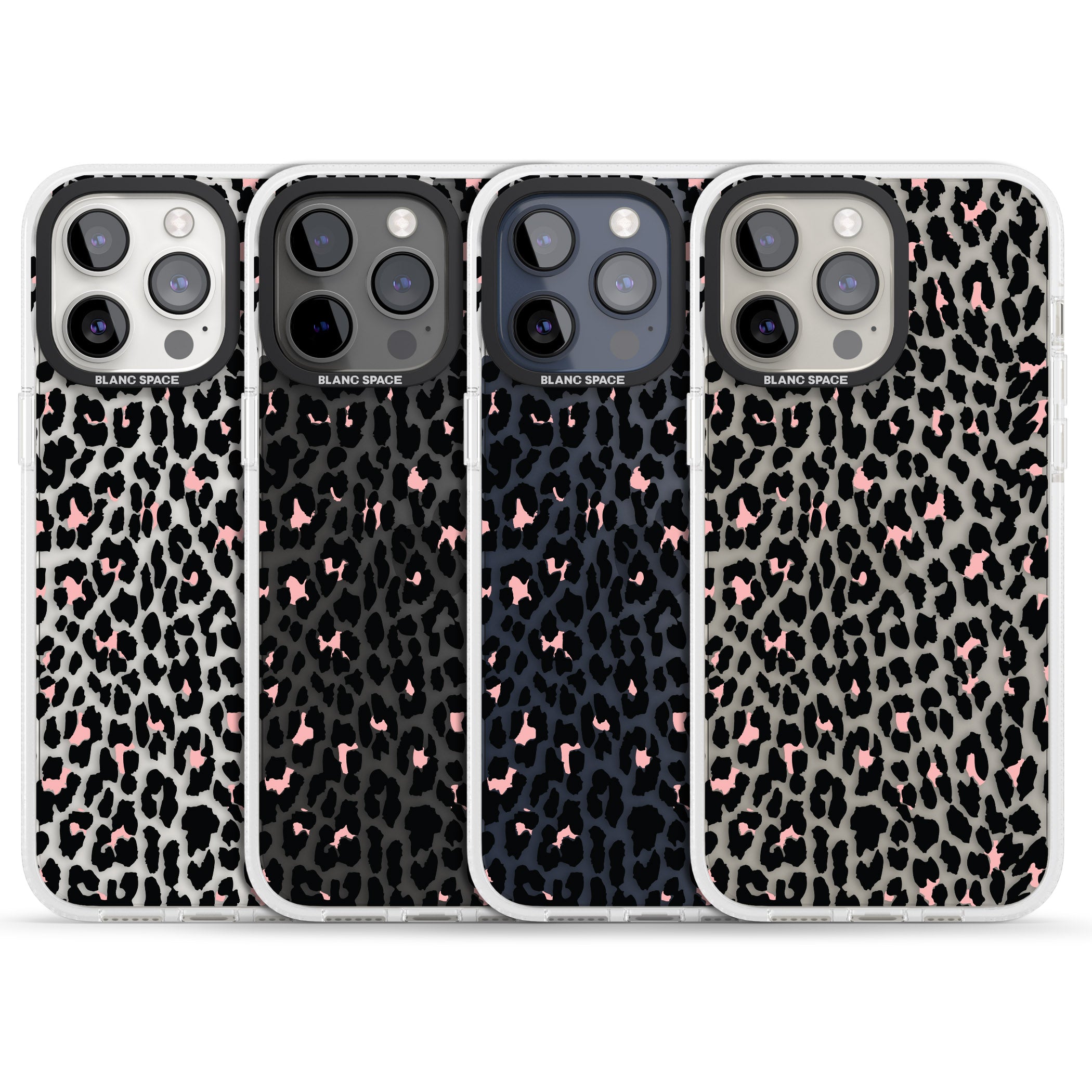 Light Pink Leopard Print - Transparent iPhone 15 Pro Max / 15 Pro / 14 Pro Max / 14 Pro / 13 Pro Clear Case Impact Air - Blanc Space
