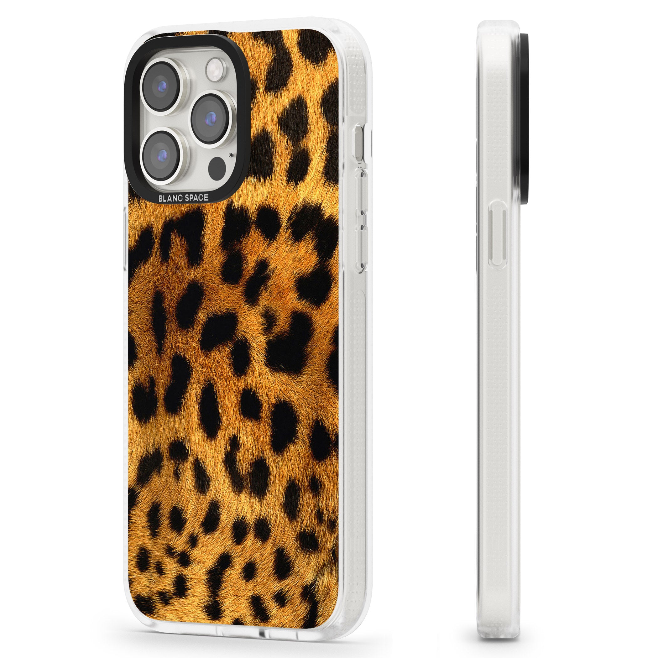 Leopard Print iPhone 15 Pro Max / 15 Pro / 14 Pro Max / 14 Pro / 13 Pro Clear Case Impact Air - Blanc Space