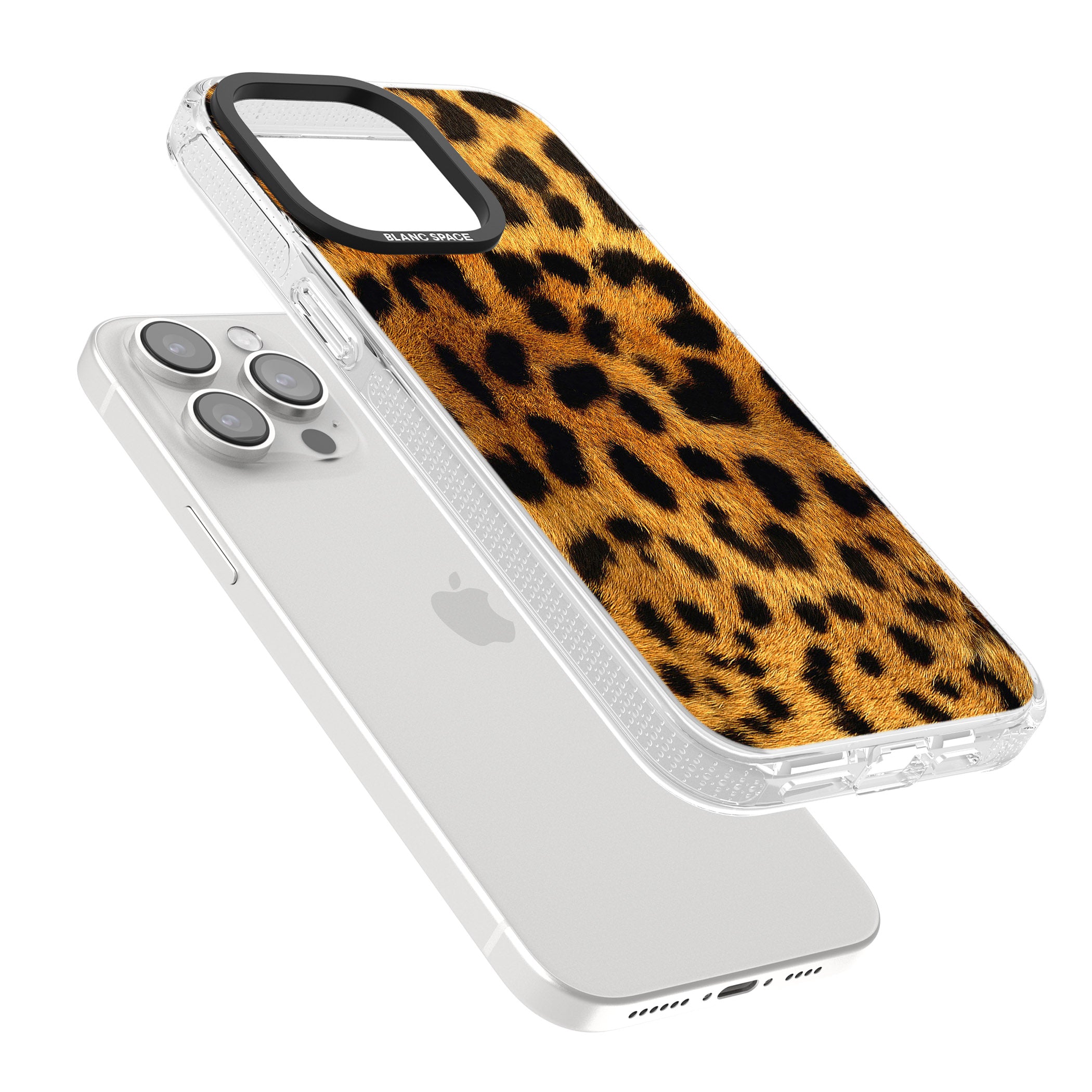 Leopard Print iPhone 15 Pro Max / 15 Pro / 14 Pro Max / 14 Pro / 13 Pro Clear Case Impact Air - Blanc Space