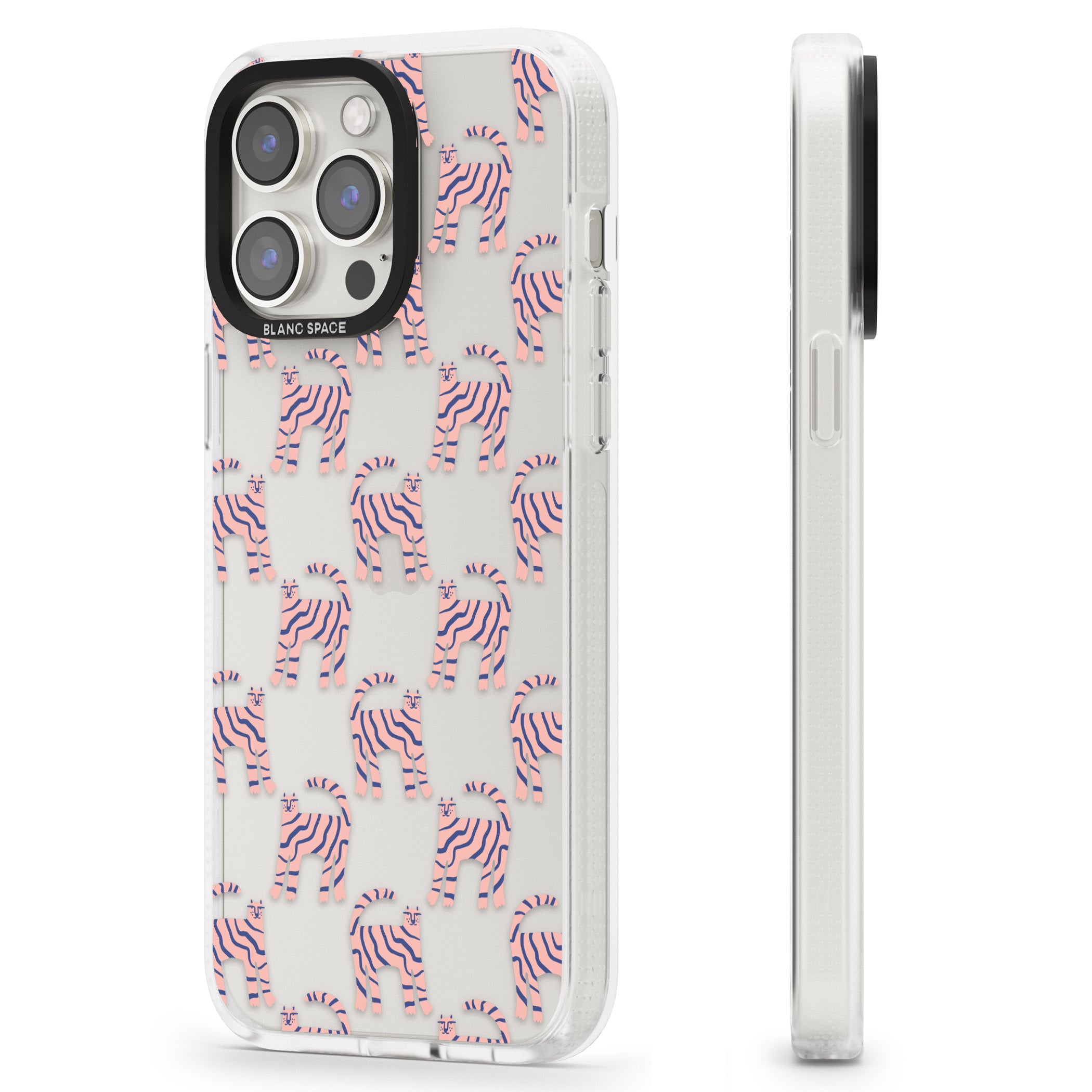 Pink and Blue Cat Pattern iPhone 15 Pro Max / 15 Pro / 14 Pro Max / 14 Pro / 13 Pro Clear Case Impact Air - Blanc Space