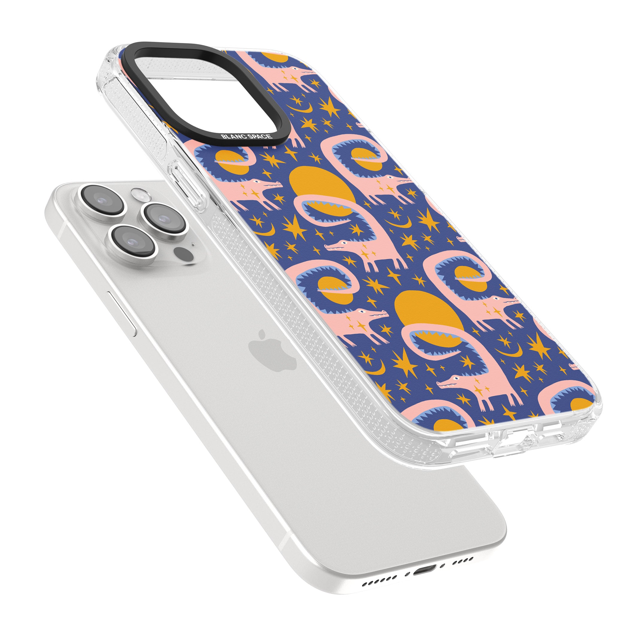 Sun Croc Pattern iPhone 15 Pro Max / 15 Pro / 14 Pro Max / 14 Pro / 13 Pro Clear Case Impact Air - Blanc Space