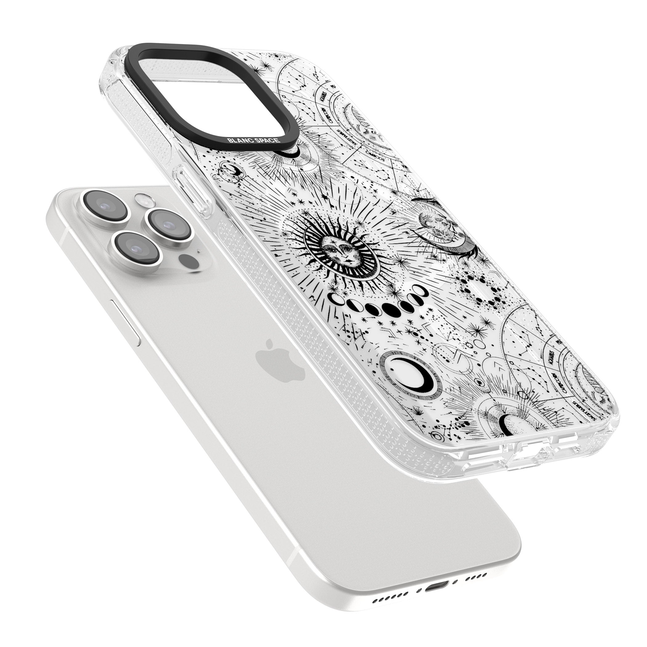 Transparent Suns & Zodiac Charts iPhone 15 Pro Max / 15 Pro / 14 Pro Max / 14 Pro / 13 Pro Clear Case Impact Air - Blanc Space