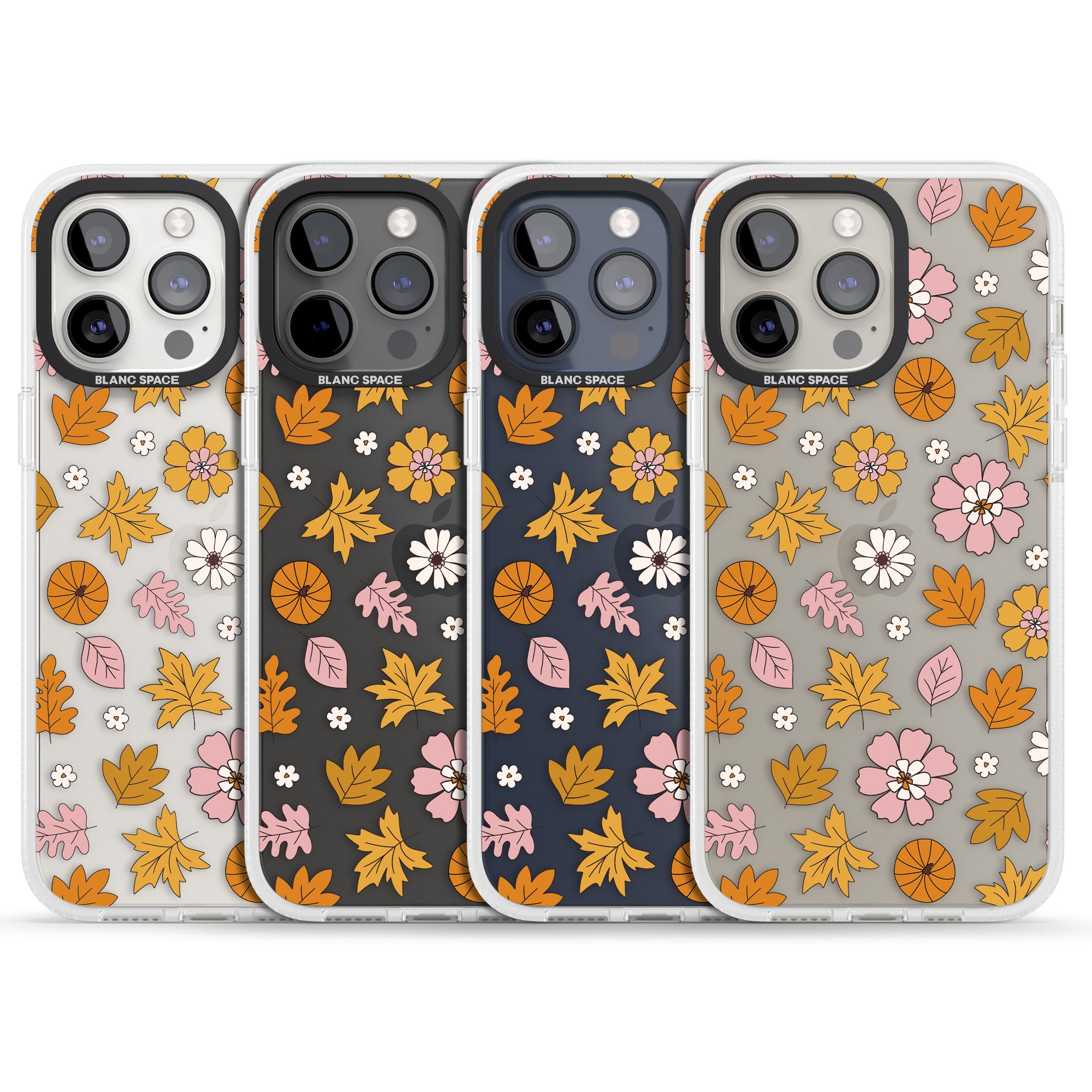 Autumn Leaves and Flowers iPhone 15 Pro Max / 15 Pro / 14 Pro Max / 14 Pro / 13 Pro Clear Case Impact Air - Blanc Space