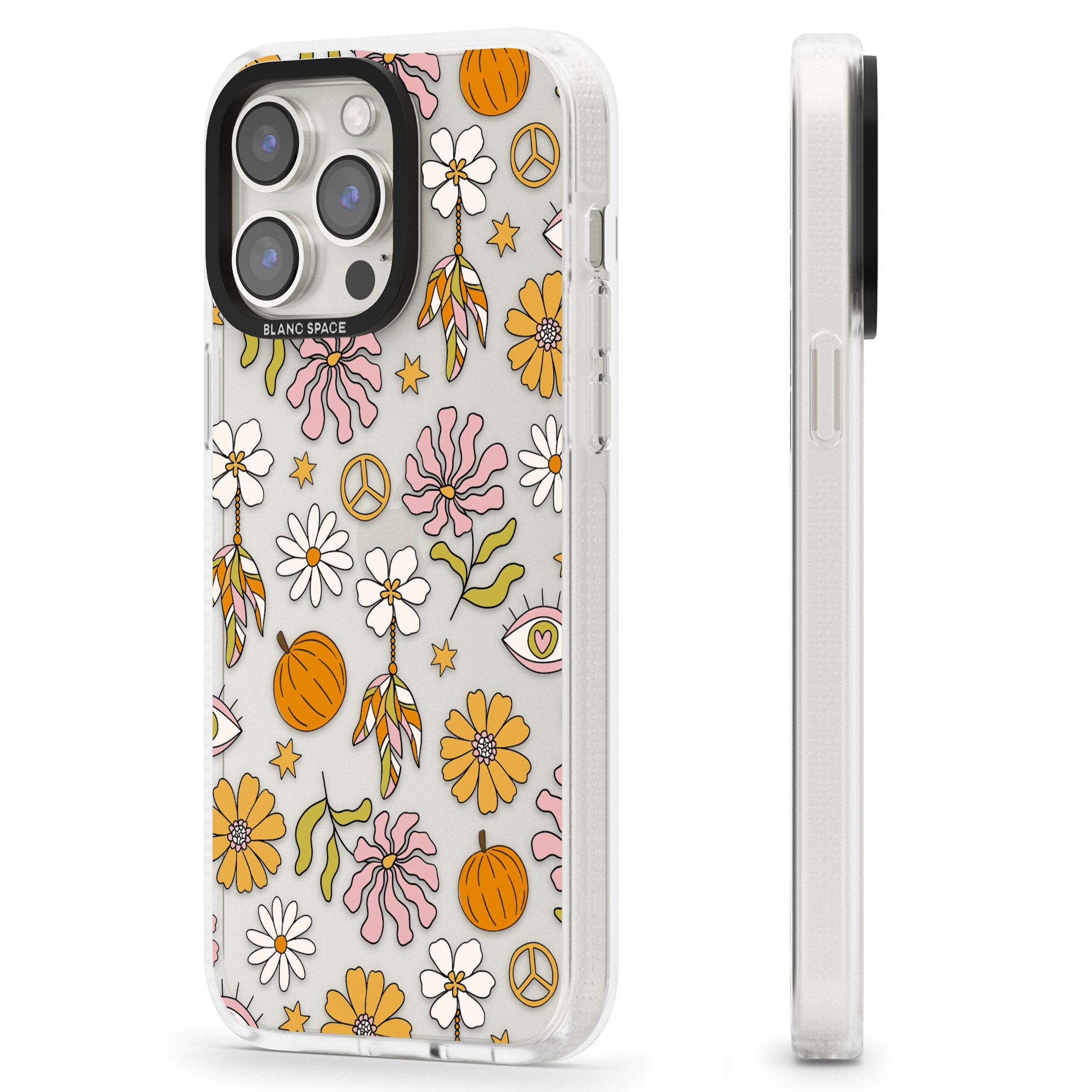 Retro Boho Fall Floral iPhone 15 Pro Max / 15 Pro / 14 Pro Max / 14 Pro / 13 Pro Clear Case Impact Air - Blanc Space