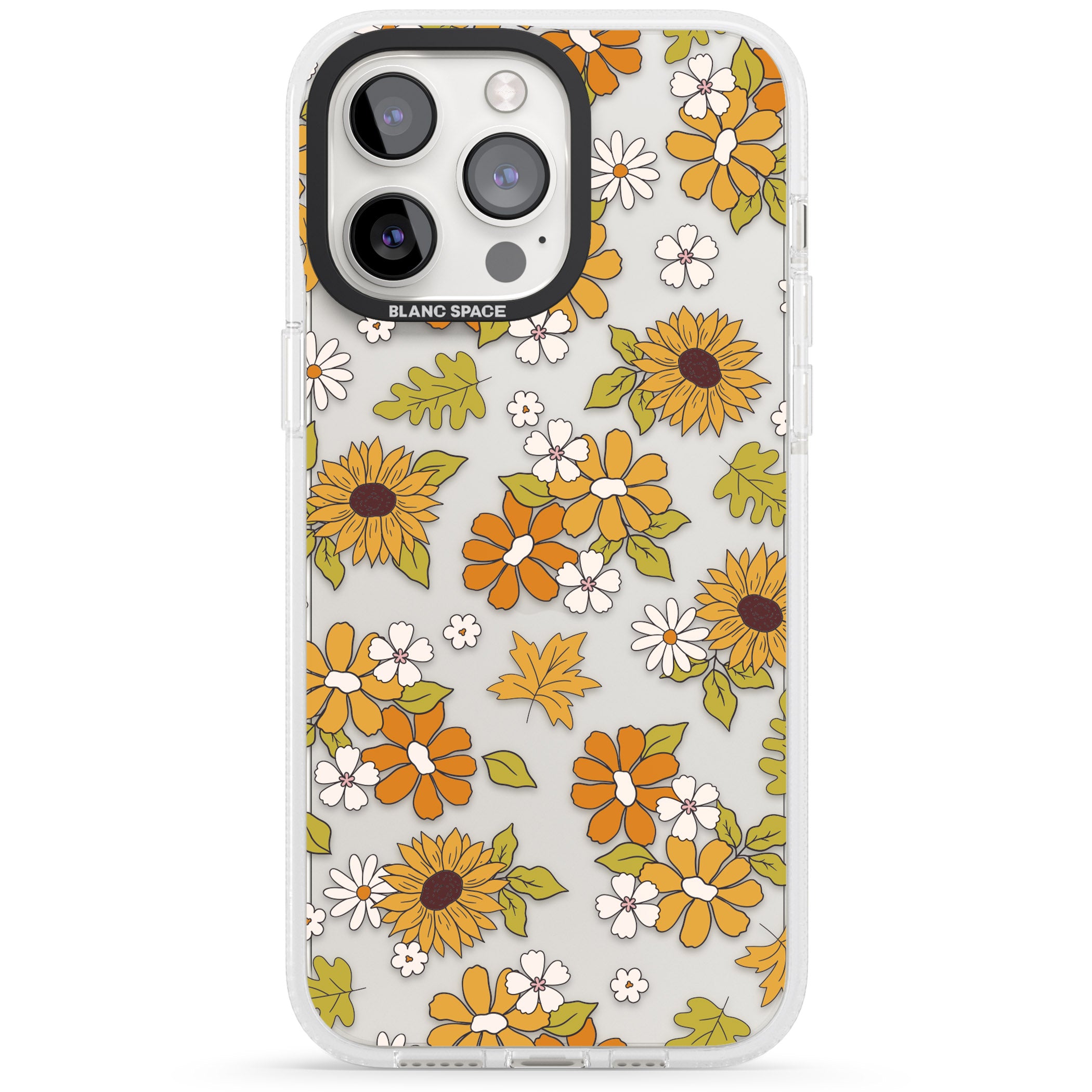 Boho Sunflowers iPhone 15 Pro Max / 15 Pro / 14 Pro Max / 14 Pro / 13 Pro Clear Case Impact Air - Blanc Space