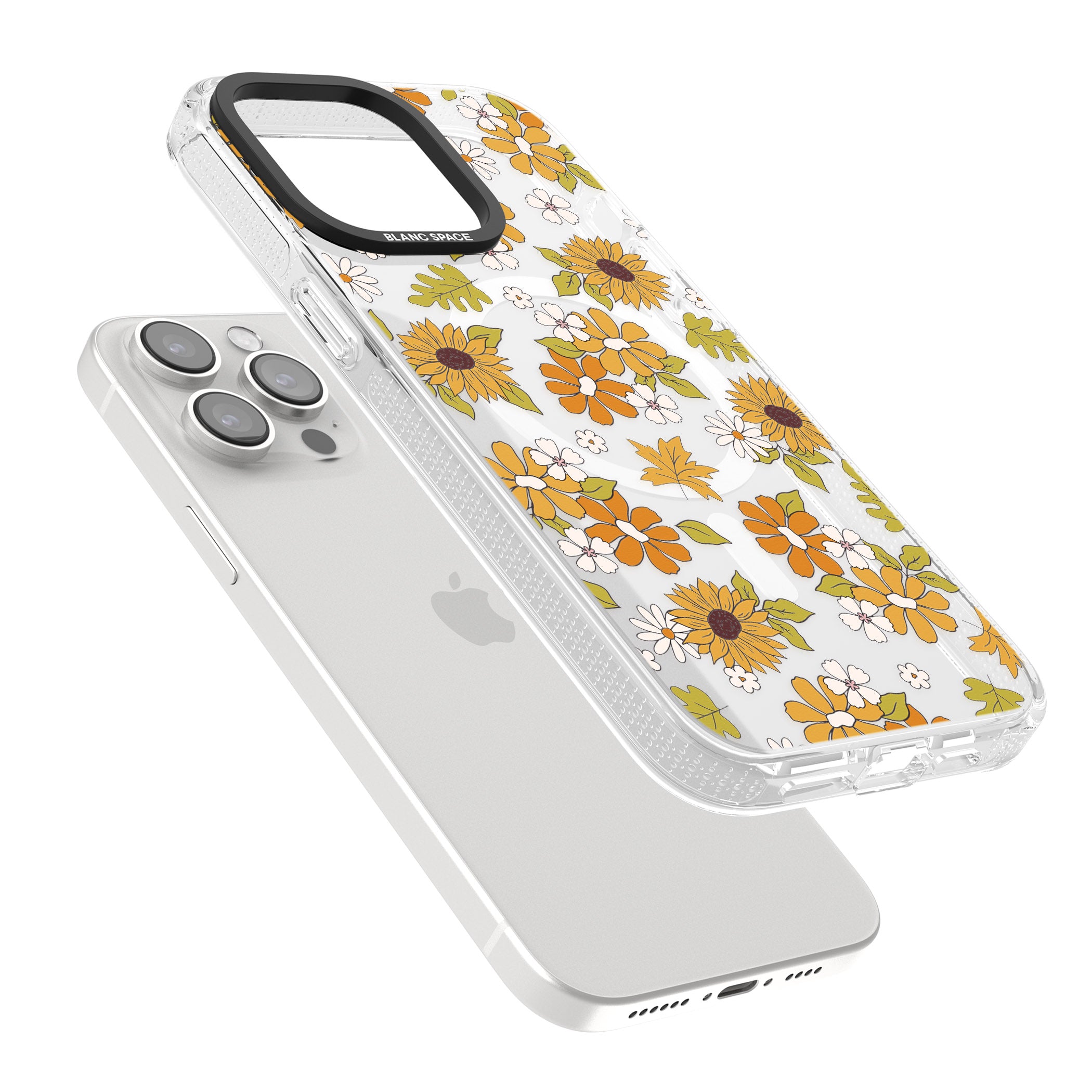 Boho Sunflowers iPhone 15 Pro Max / 15 Pro / 14 Pro Max / 14 Pro / 13 Pro Clear Case Impact Air - Blanc Space