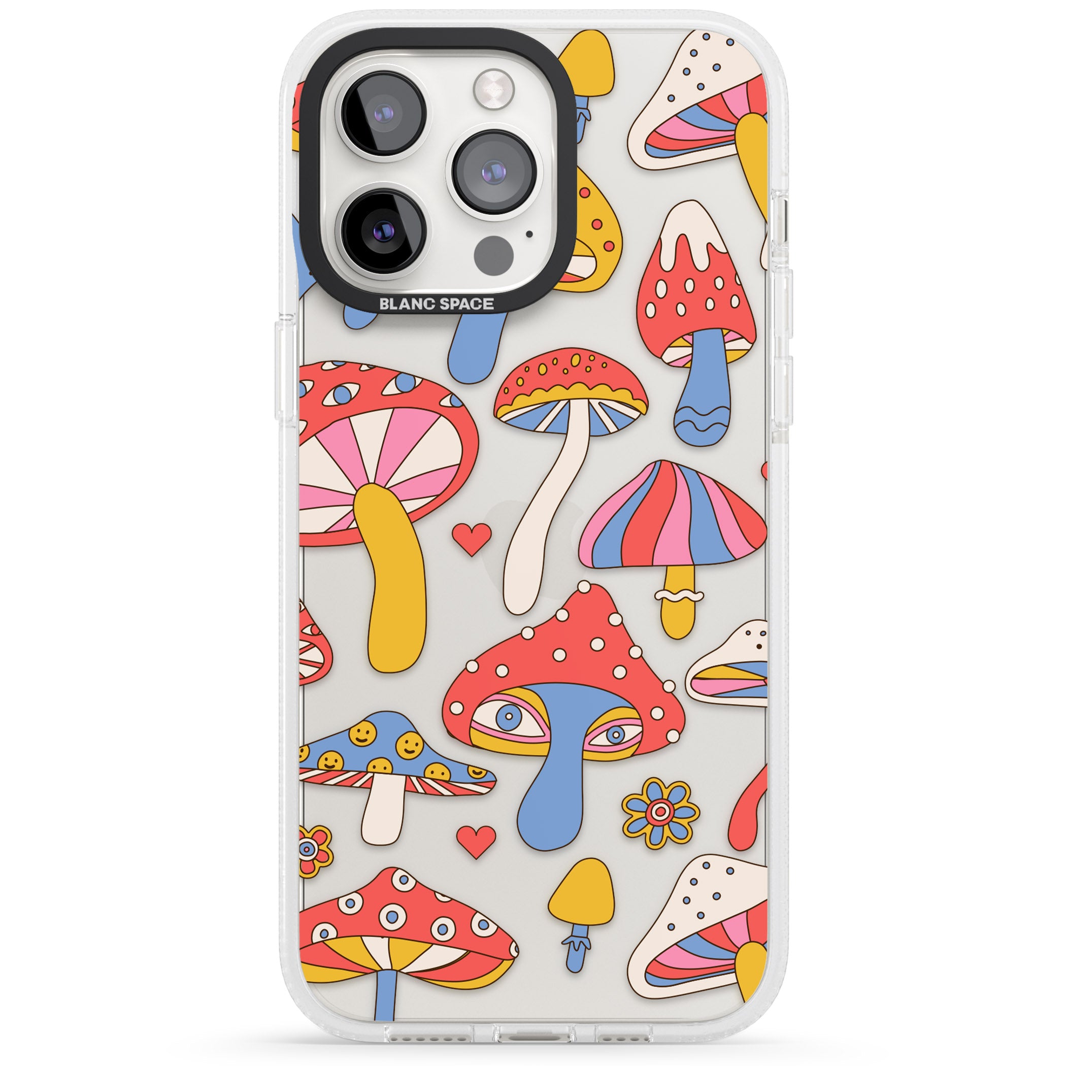 Vibrant Shrooms iPhone 15 Pro Max / 15 Pro / 14 Pro Max / 14 Pro / 13 Pro Clear Case Impact Air - Blanc Space