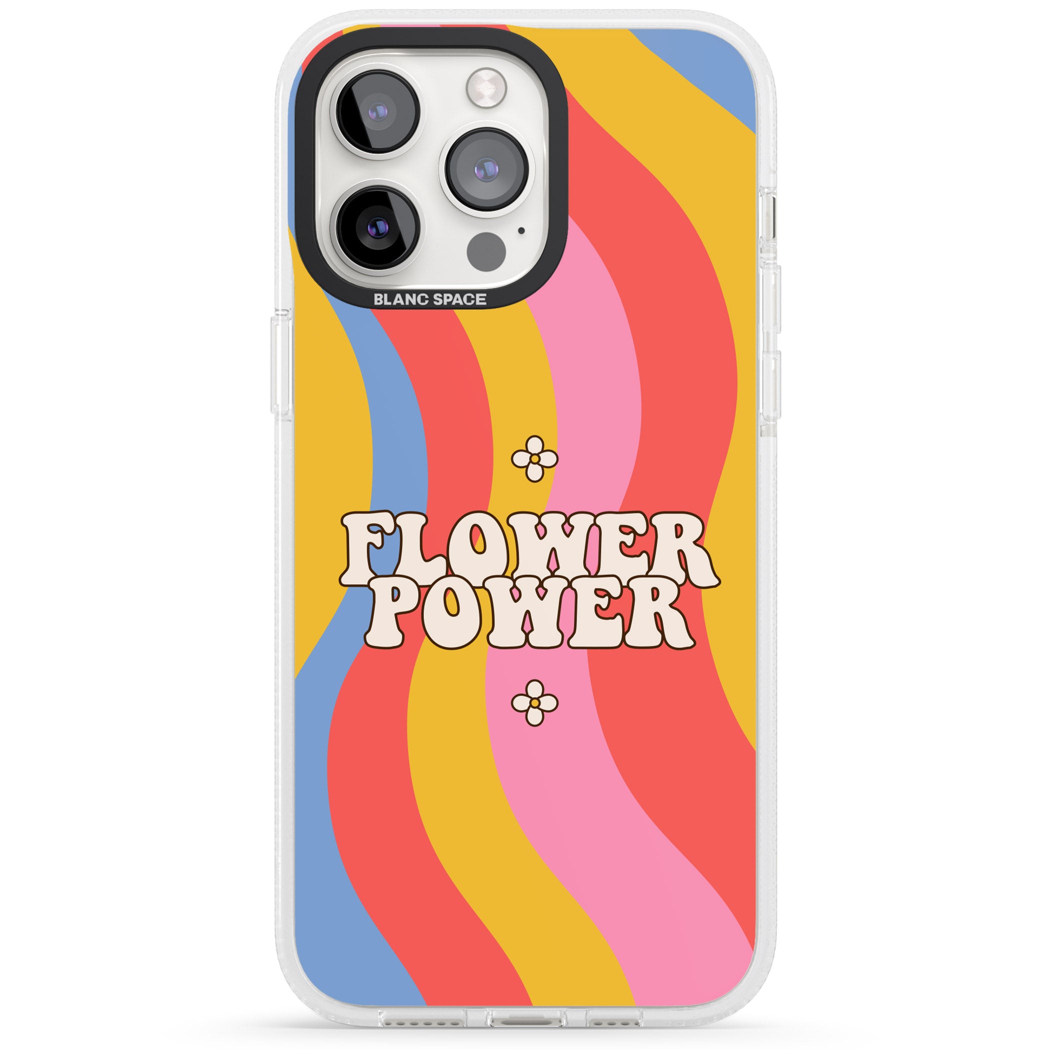 Melting Flower Power iPhone 15 Pro Max / 15 Pro / 14 Pro Max / 14 Pro / 13 Pro Clear Case Impact Air - Blanc Space