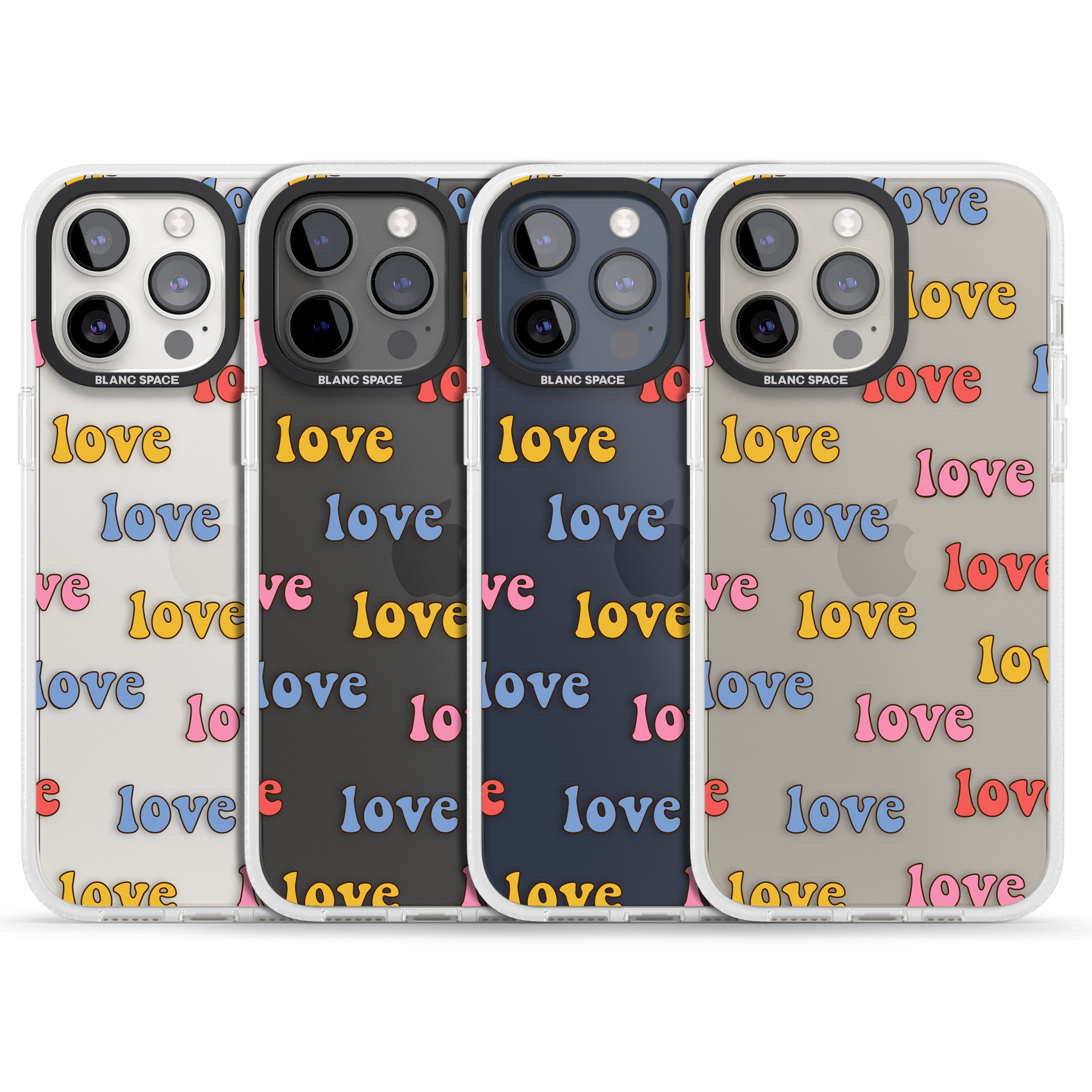 Love Pattern iPhone 15 Pro Max / 15 Pro / 14 Pro Max / 14 Pro / 13 Pro Clear Case Impact Air - Blanc Space