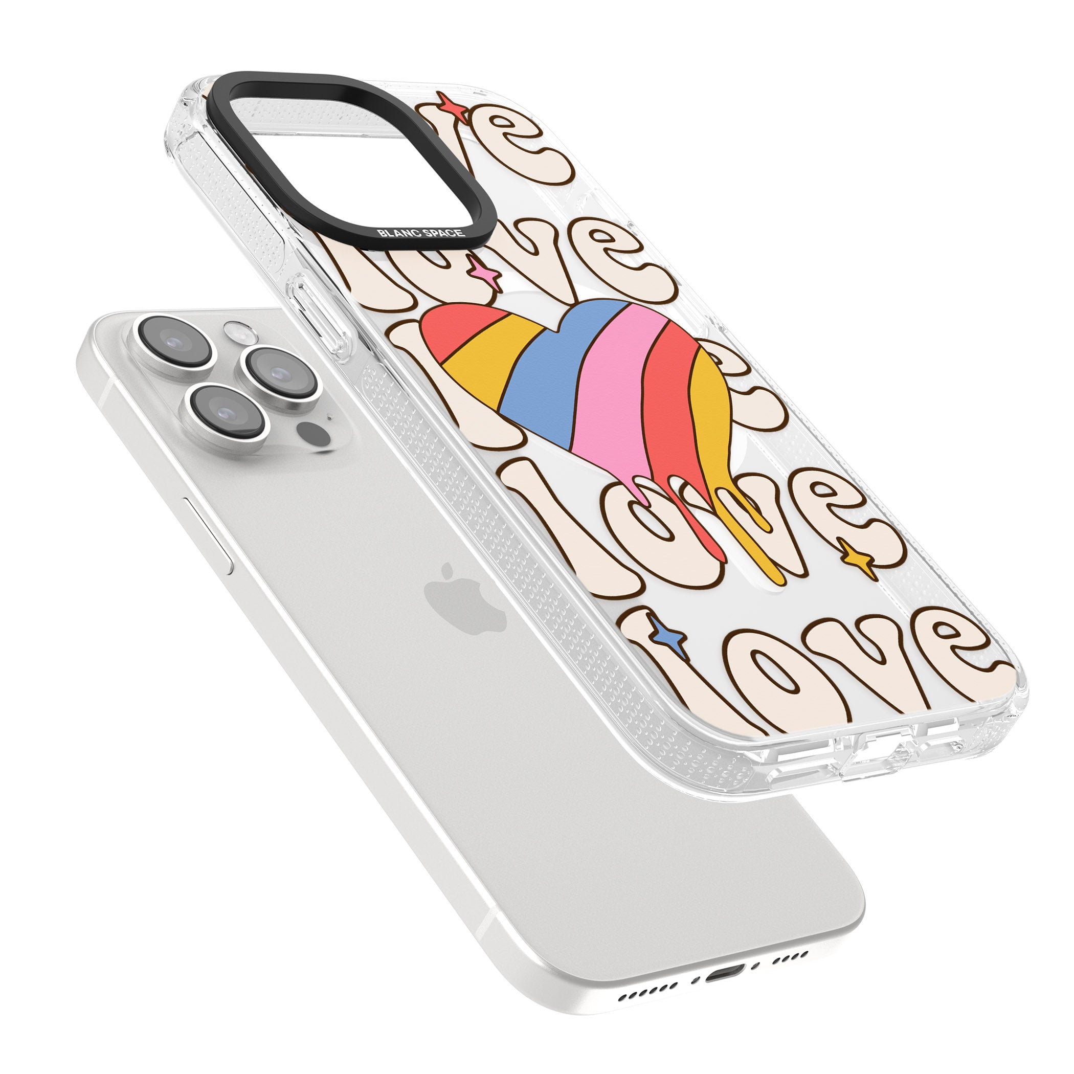 Groovy Love iPhone 15 Pro Max / 15 Pro / 14 Pro Max / 14 Pro / 13 Pro Clear Case Impact Air - Blanc Space