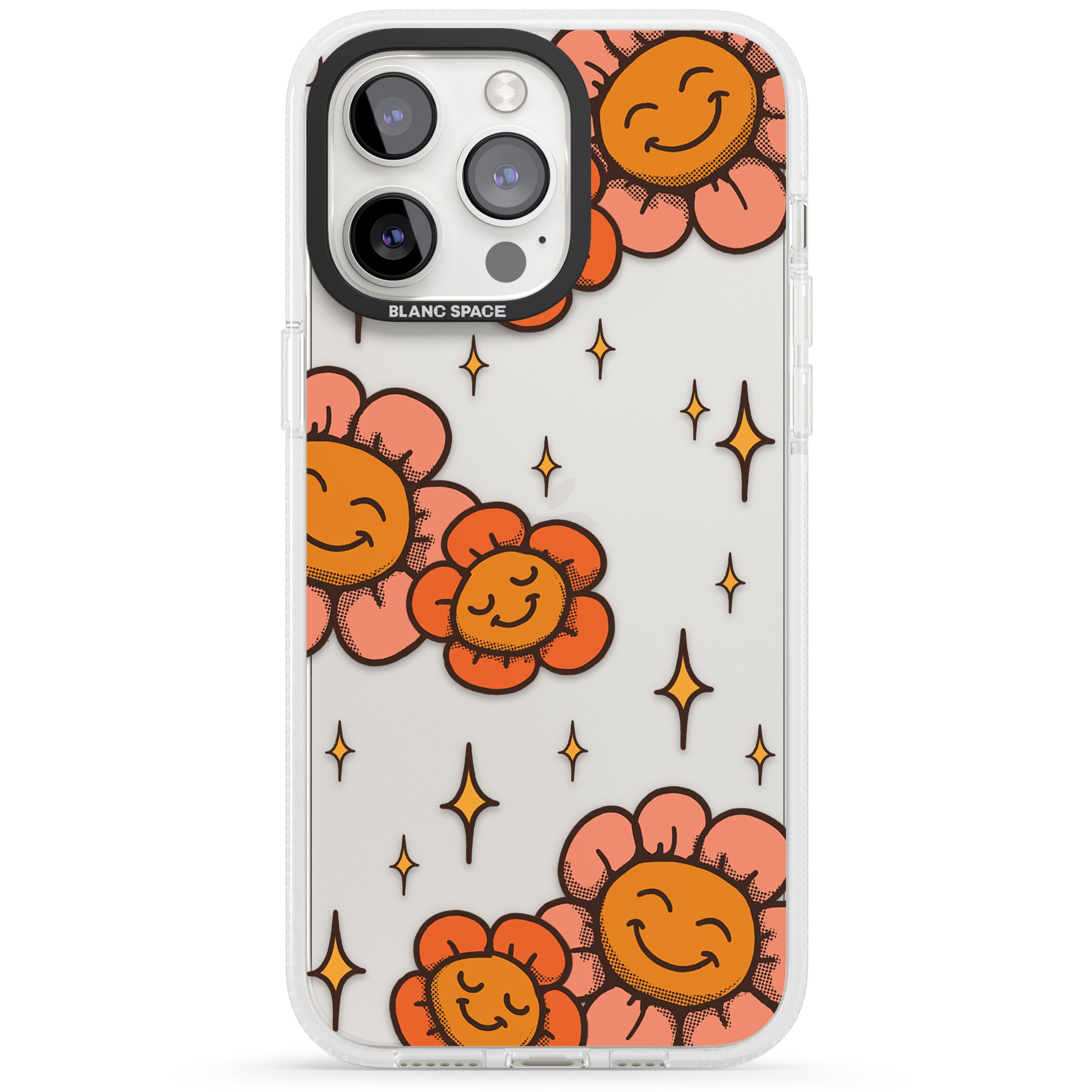 Mellow Flowers iPhone 15 Pro Max / 15 Pro / 14 Pro Max / 14 Pro / 13 Pro Clear Case Impact Air - Blanc Space