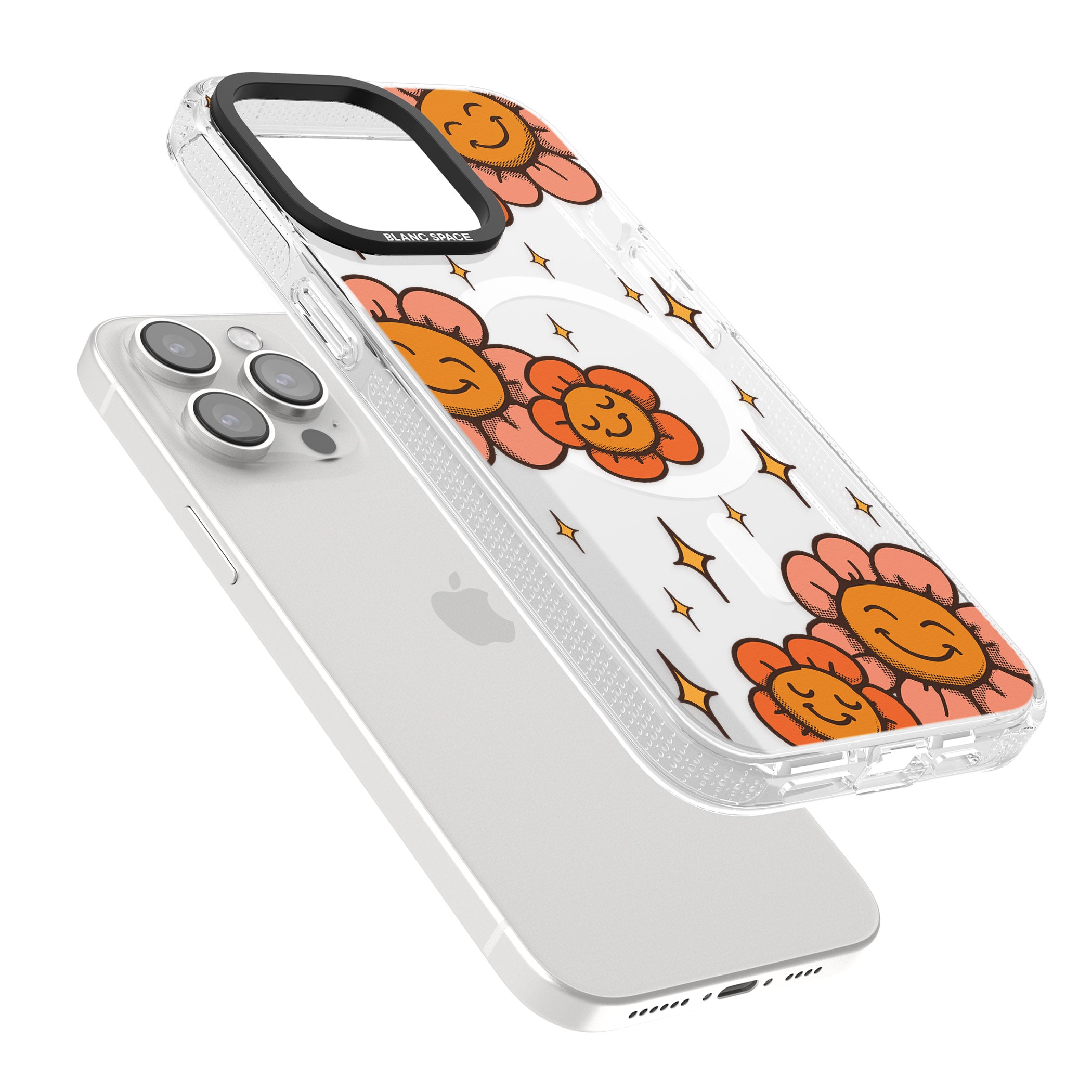 Mellow Flowers iPhone 15 Pro Max / 15 Pro / 14 Pro Max / 14 Pro / 13 Pro Clear Case Impact Air - Blanc Space