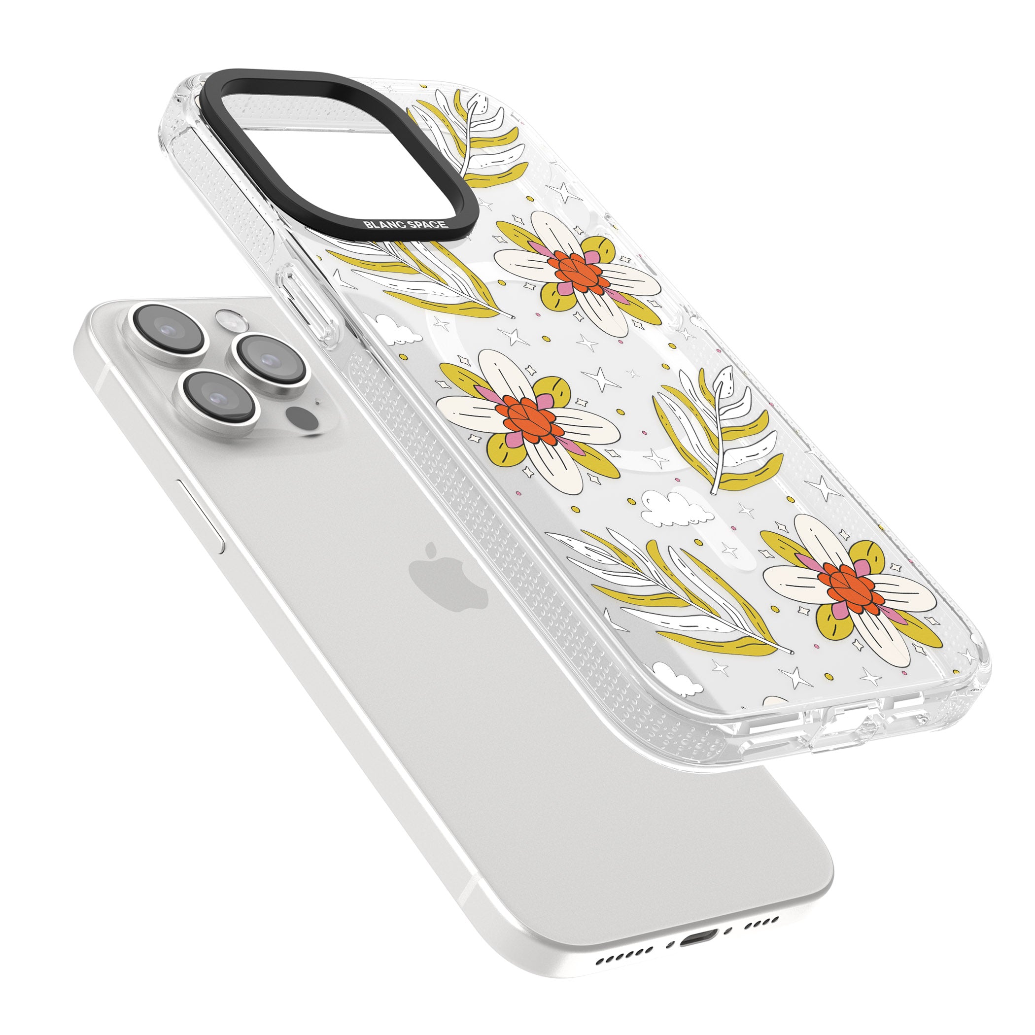 Boho Celestial Floral Dream iPhone 15 Pro Max / 15 Pro / 14 Pro Max / 14 Pro / 13 Pro Clear Case Impact Air - Blanc Space