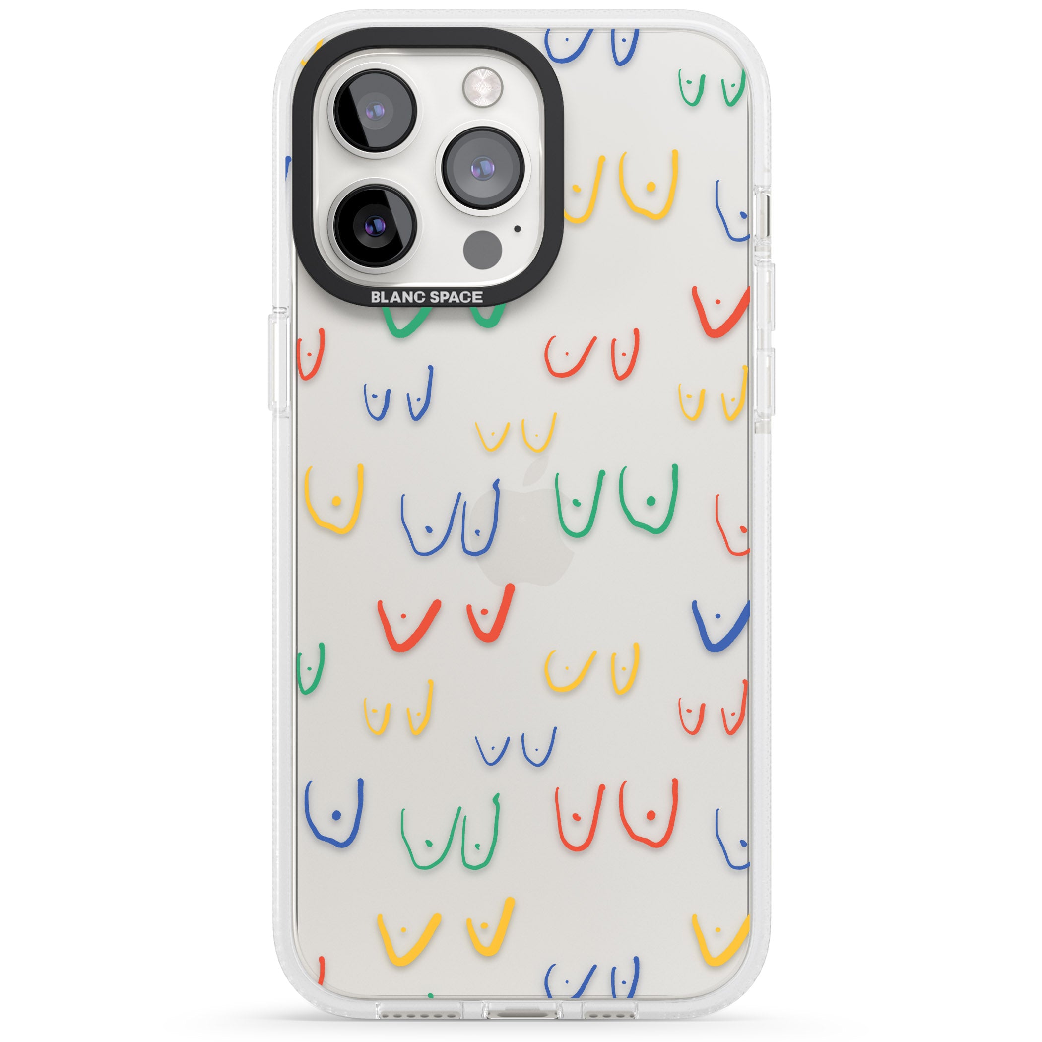 Free the boob (Mixed Colours) iPhone 15 Pro Max / 15 Pro / 14 Pro Max / 14 Pro / 13 Pro Clear Case Impact Air - Blanc Space