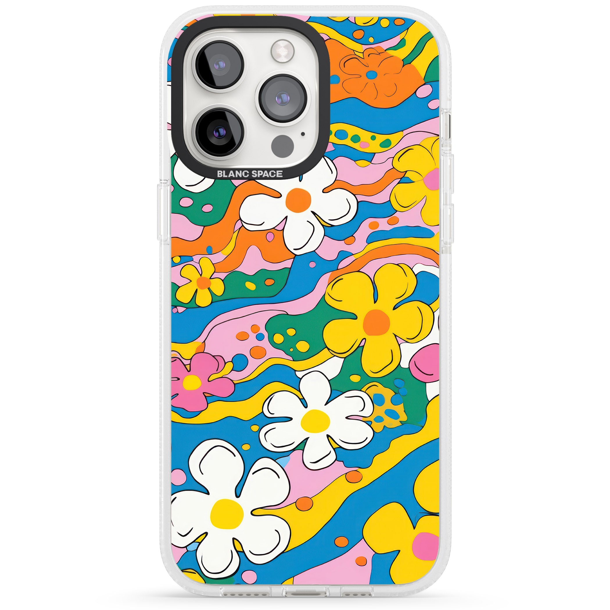 Vibrant Bloom iPhone 15 Pro Max / 15 Pro / 14 Pro Max / 14 Pro / 13 Pro Clear Case Impact Air - Blanc Space