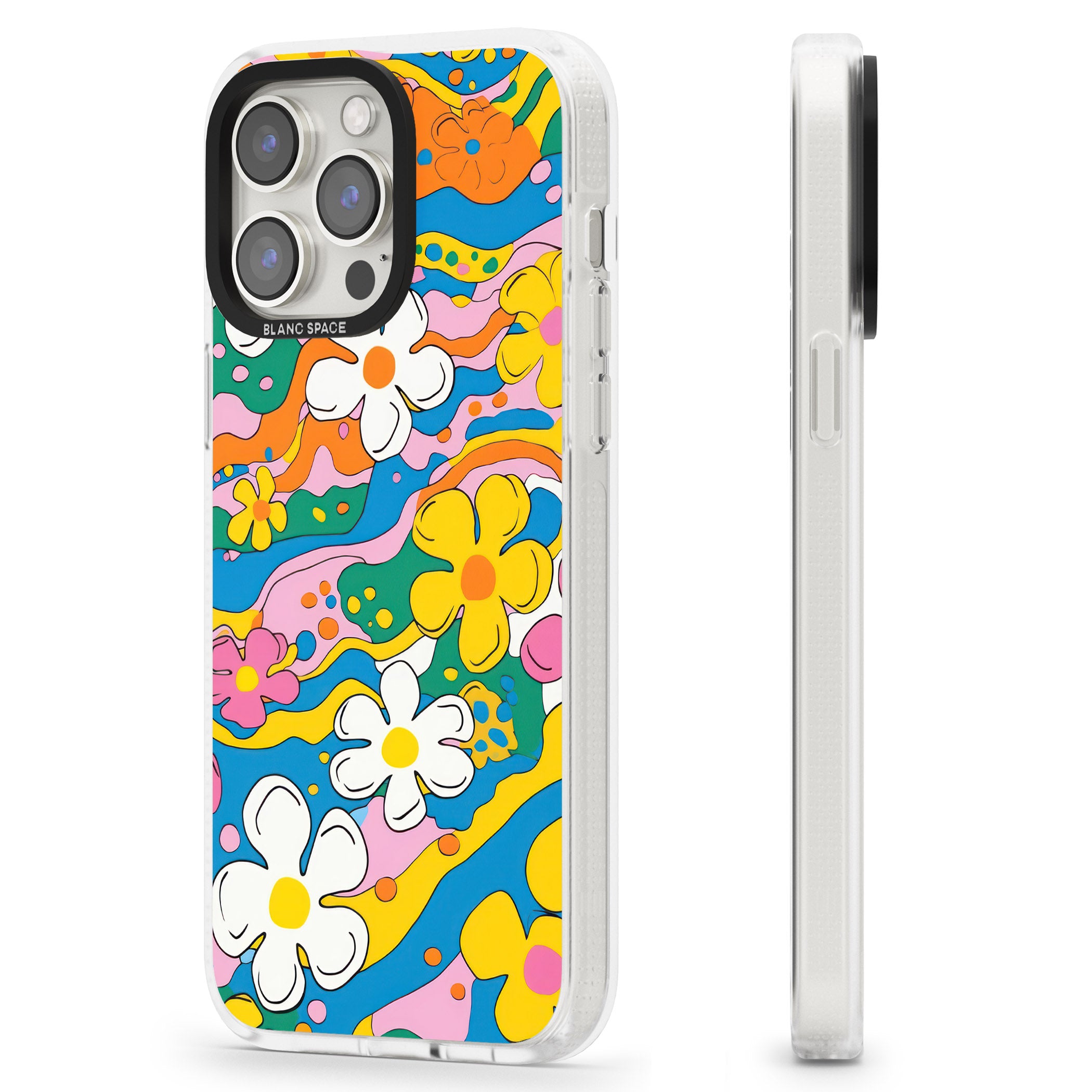 Vibrant Bloom iPhone 15 Pro Max / 15 Pro / 14 Pro Max / 14 Pro / 13 Pro Clear Case Impact Air - Blanc Space