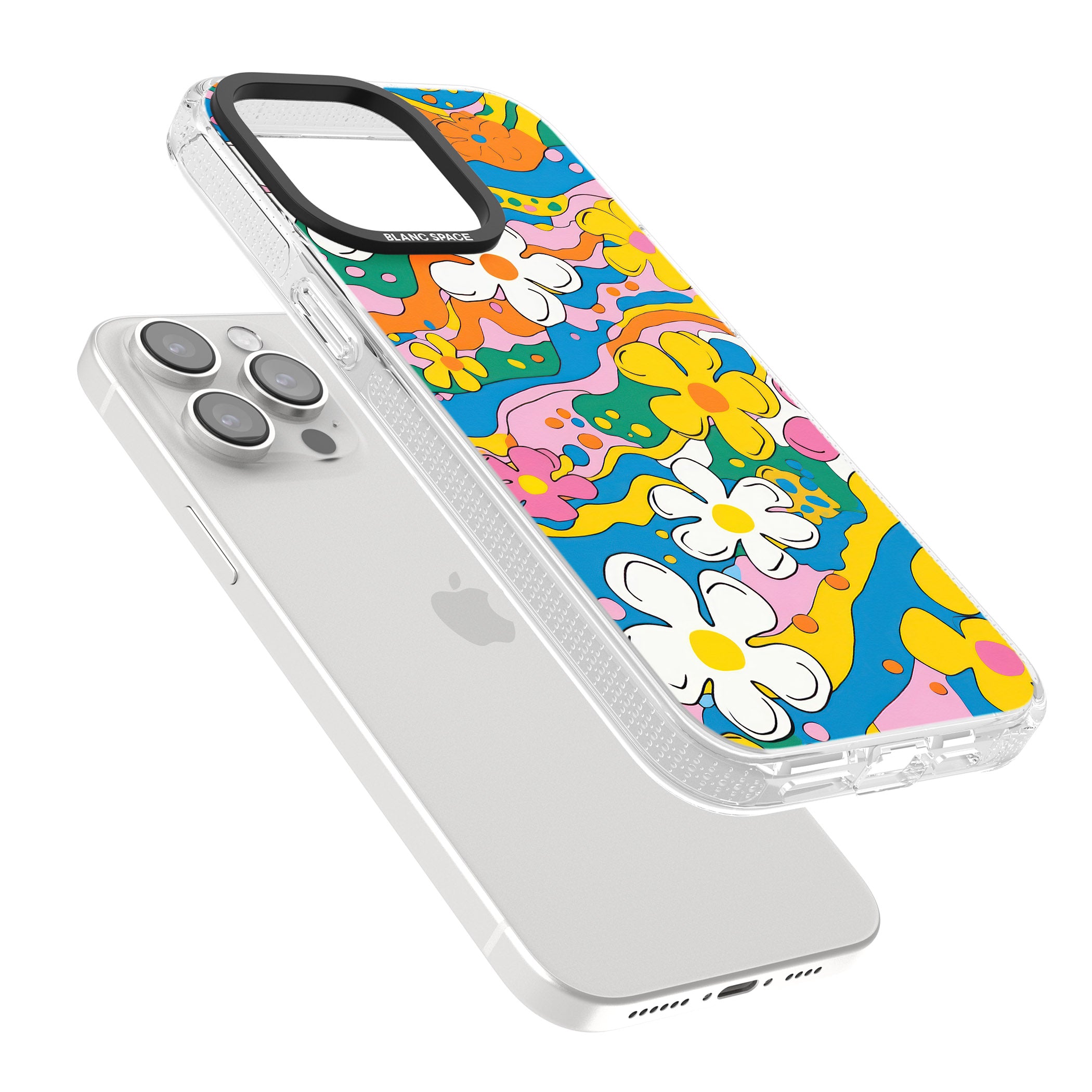 Vibrant Bloom iPhone 15 Pro Max / 15 Pro / 14 Pro Max / 14 Pro / 13 Pro Clear Case Impact Air - Blanc Space