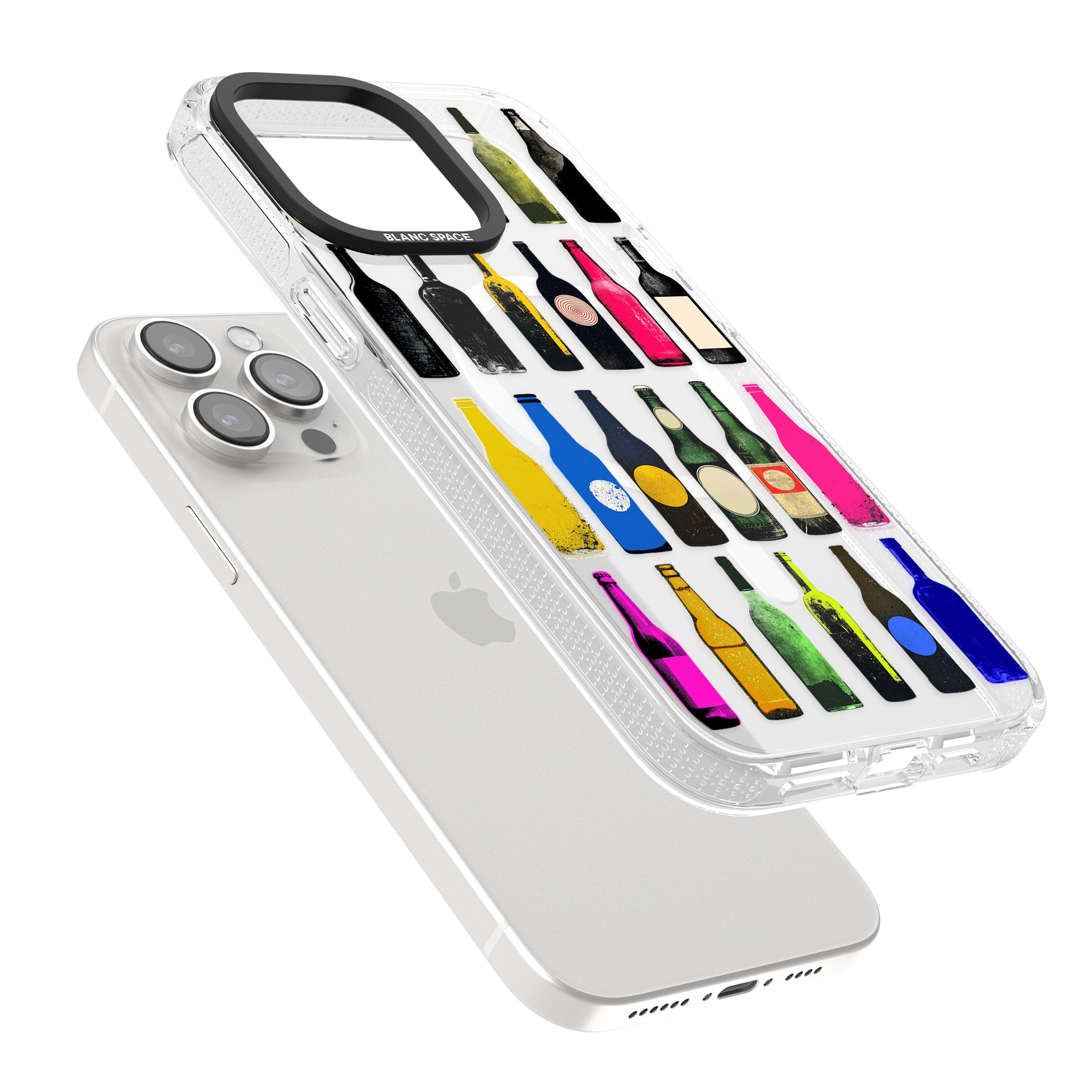 Glass Bottles iPhone 15 Pro Max / 15 Pro / 14 Pro Max / 14 Pro / 13 Pro Clear Case Impact Air - Blanc Space