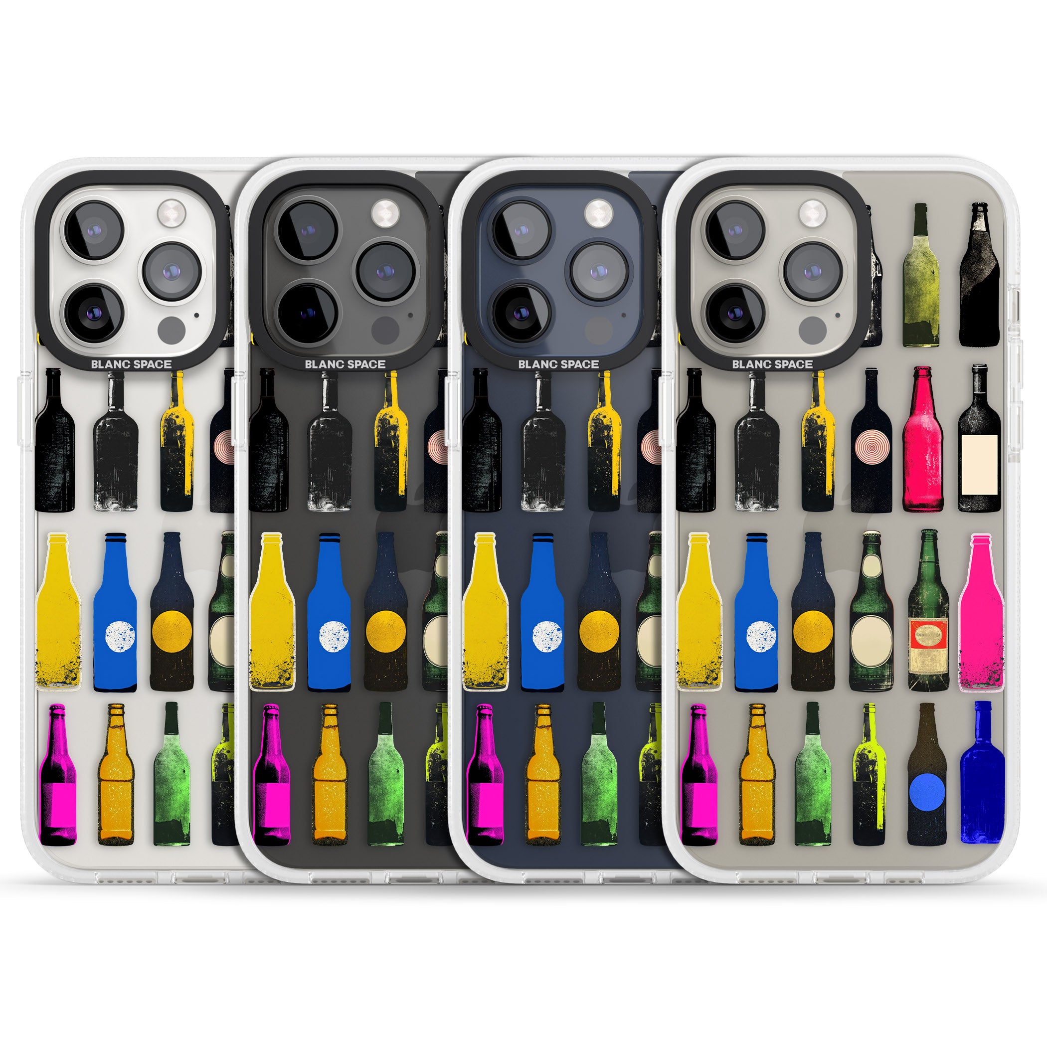 Glass Bottles iPhone 15 Pro Max / 15 Pro / 14 Pro Max / 14 Pro / 13 Pro Clear Case Impact Air - Blanc Space