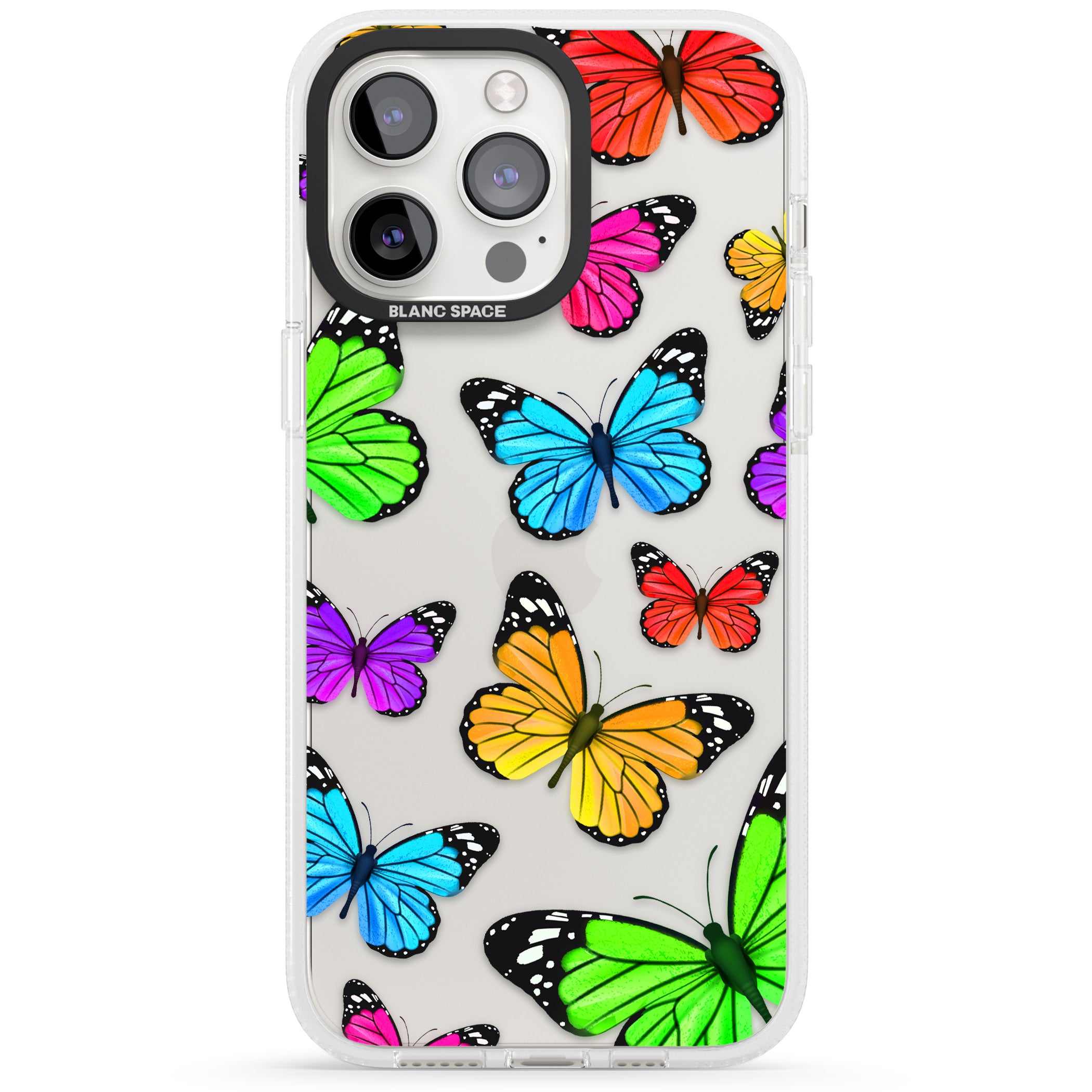 Vibrant Butterflies iPhone 15 Pro Max / 15 Pro / 14 Pro Max / 14 Pro / 13 Pro Clear Case Impact Air - Blanc Space