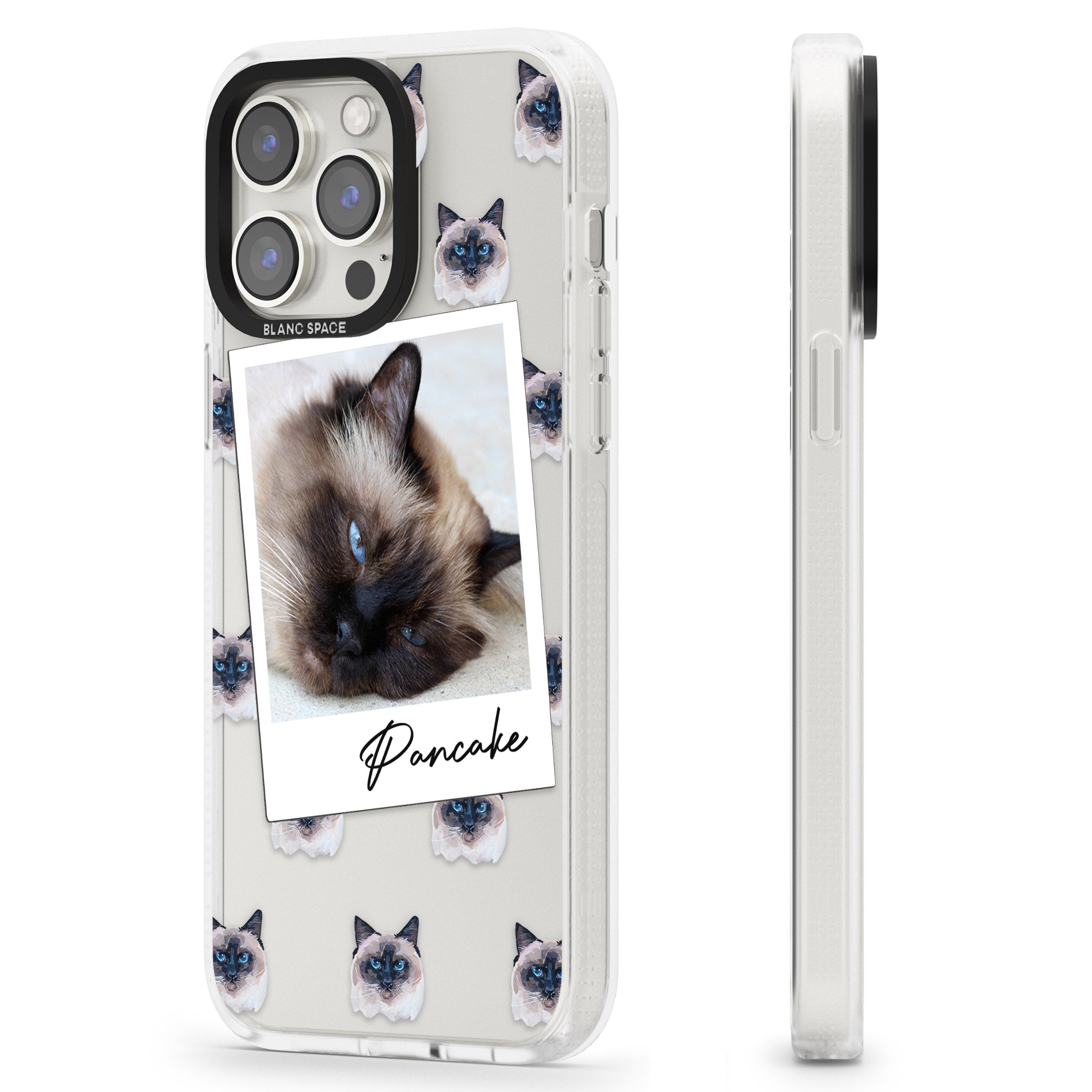 Personalised Burmese Cat Photo iPhone 15 Pro Max / 15 Pro / 14 Pro Max / 14 Pro / 13 Pro Clear Case Impact Air - Blanc Space