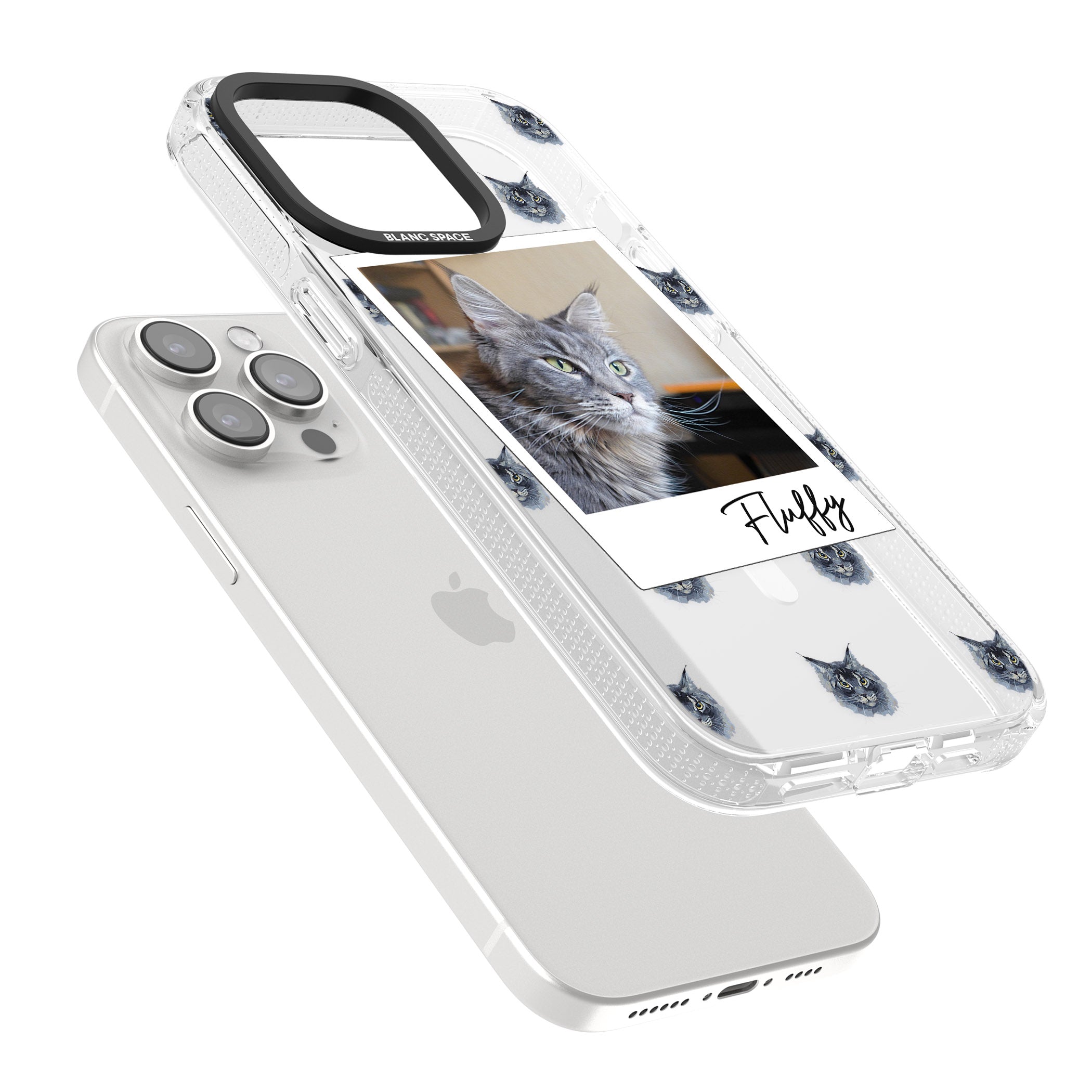 Personalised Maine Coon Photo iPhone 15 Pro Max / 15 Pro / 14 Pro Max / 14 Pro / 13 Pro Clear Case Impact Air - Blanc Space