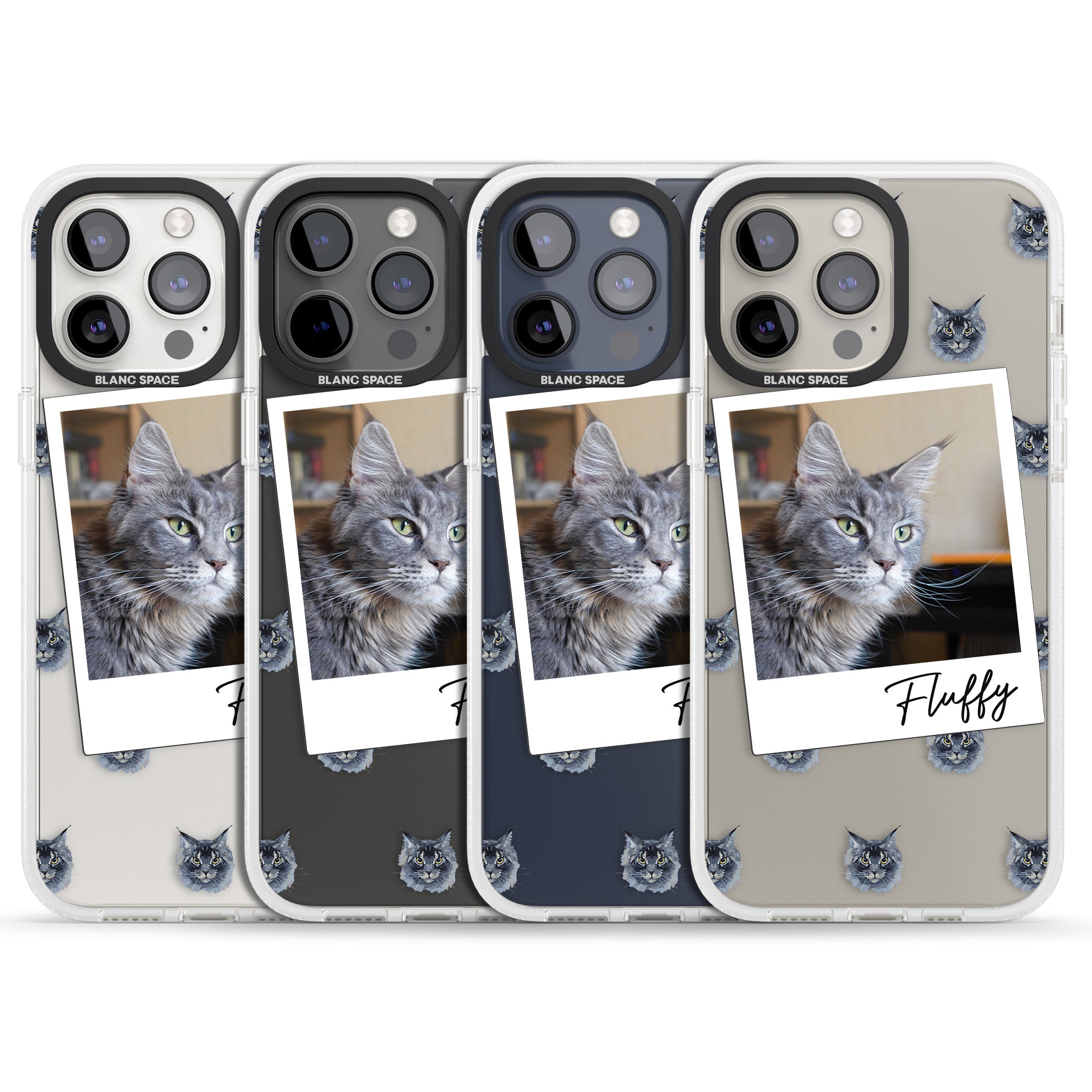 Personalised Maine Coon Photo iPhone 15 Pro Max / 15 Pro / 14 Pro Max / 14 Pro / 13 Pro Clear Case Impact Air - Blanc Space