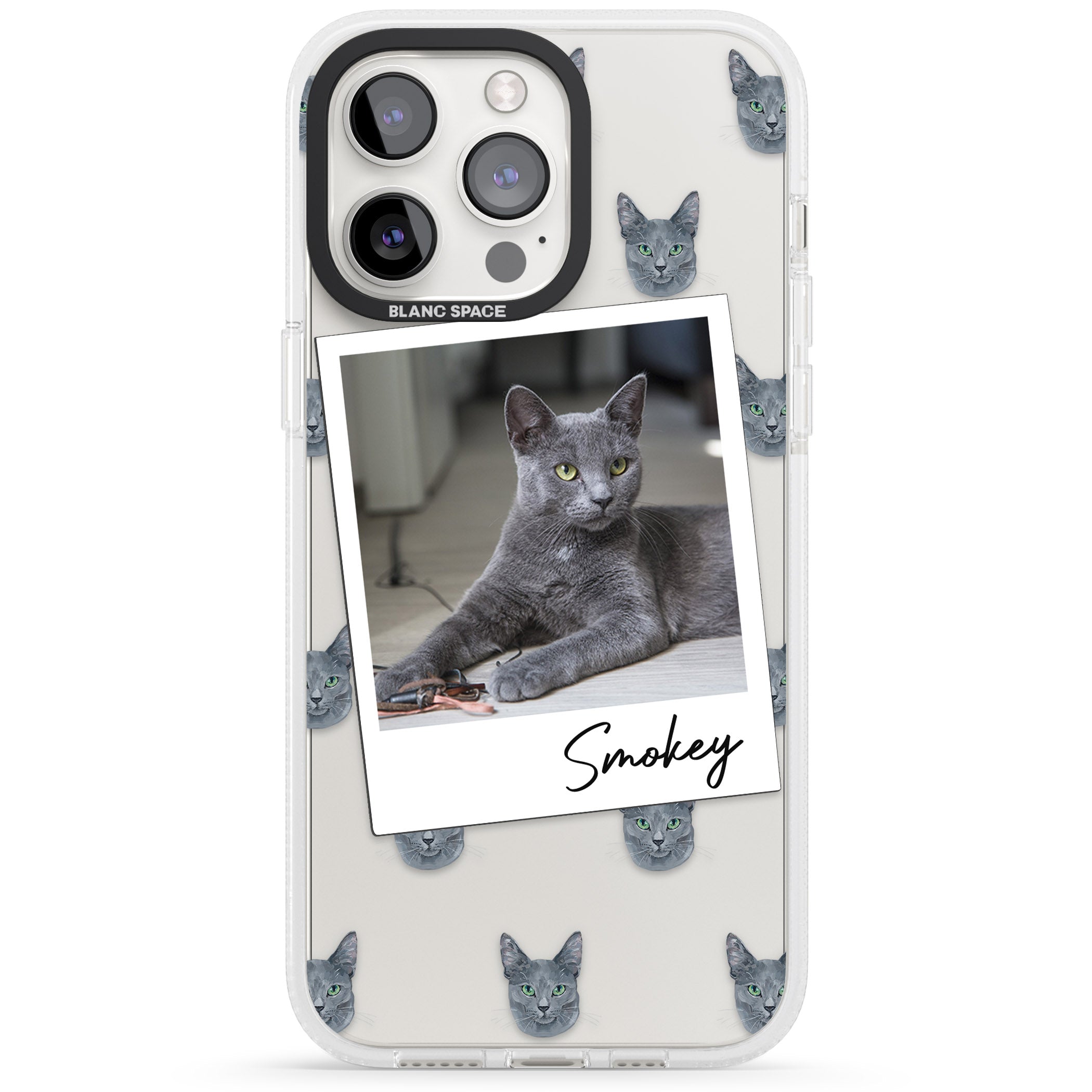 Personalised Korat Cat Photo iPhone 15 Pro Max / 15 Pro / 14 Pro Max / 14 Pro / 13 Pro Clear Case Impact Air - Blanc Space