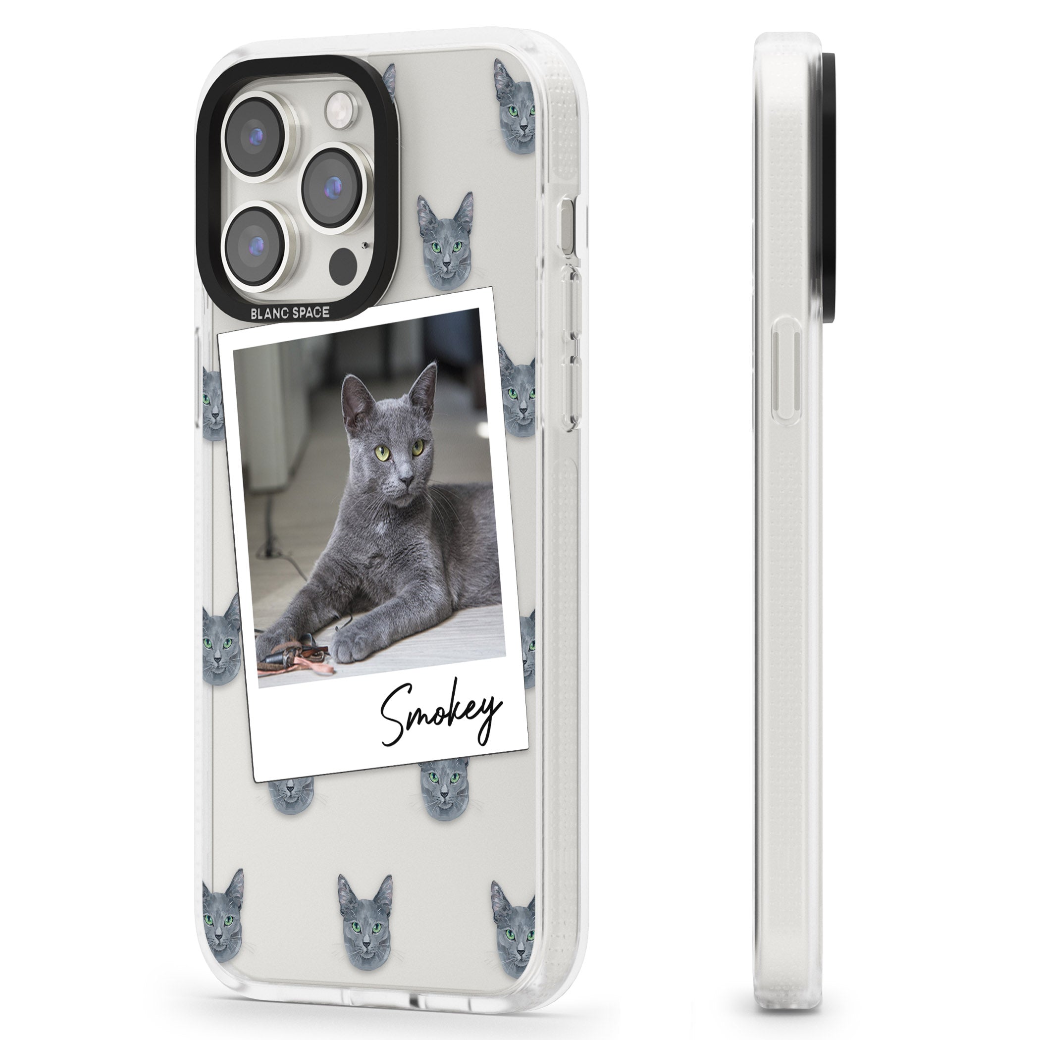Personalised Korat Cat Photo iPhone 15 Pro Max / 15 Pro / 14 Pro Max / 14 Pro / 13 Pro Clear Case Impact Air - Blanc Space