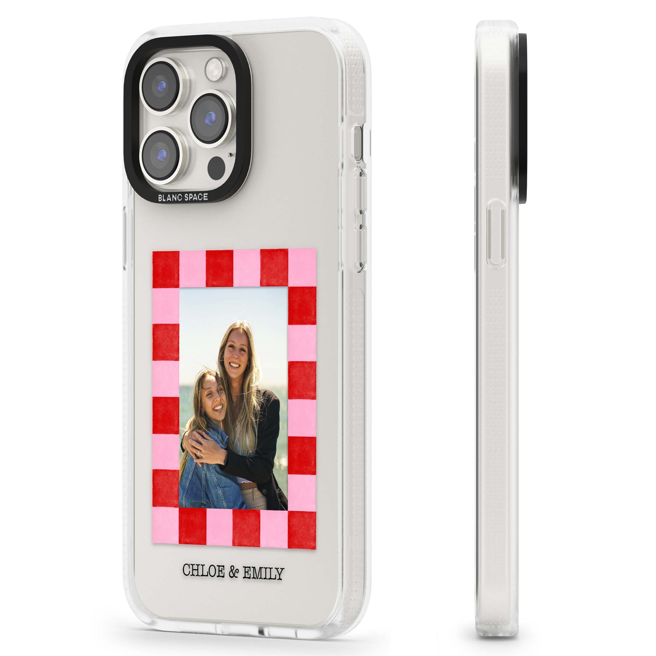 Bubblegum Check Photo for her iPhone case | Clear Case Impact Air case for iPhone 15 Pro, iPhone 15 Pro Max