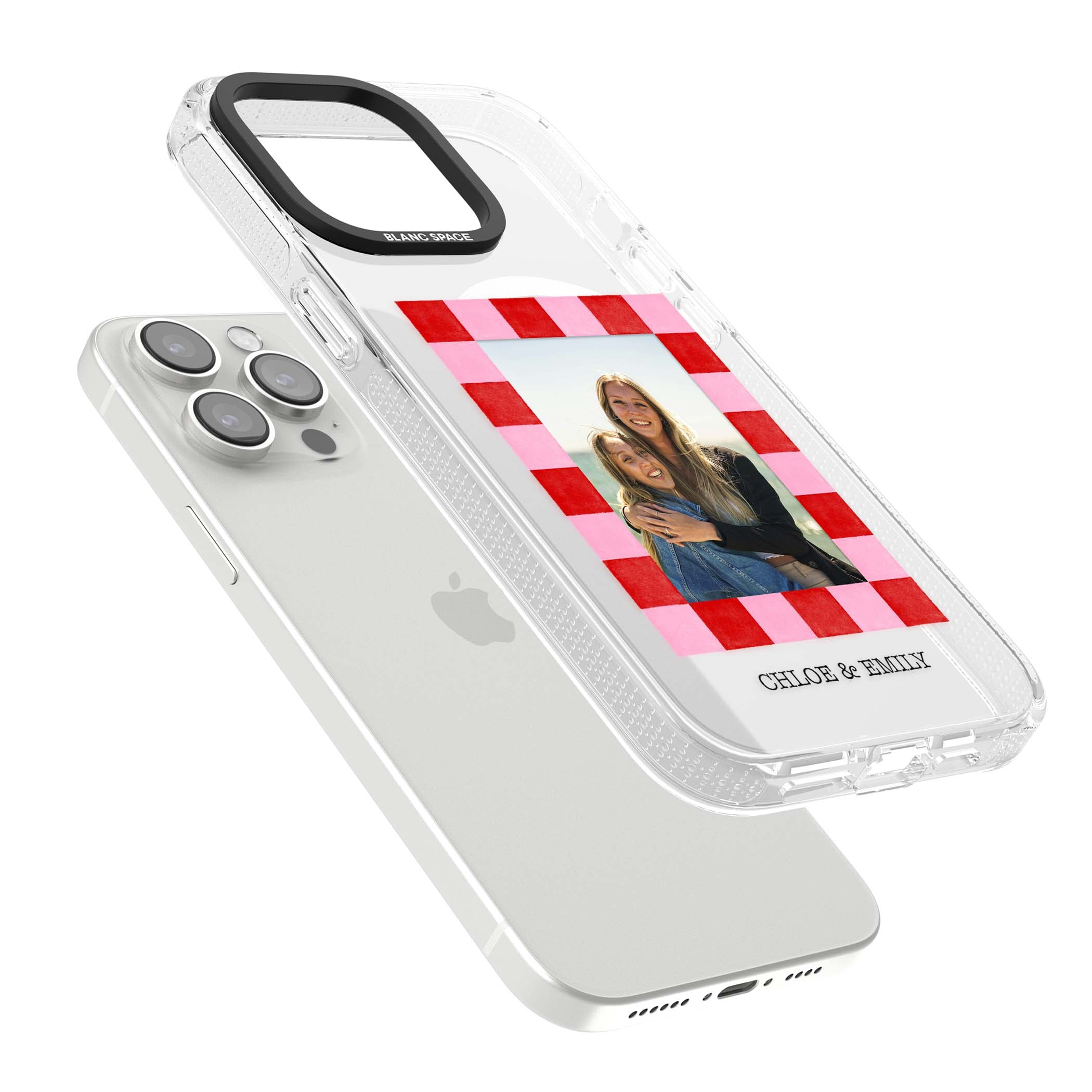 Bubblegum Check Photo for her iPhone case | Clear Case Impact Air case for iPhone 15 Pro, iPhone 15 Pro Max