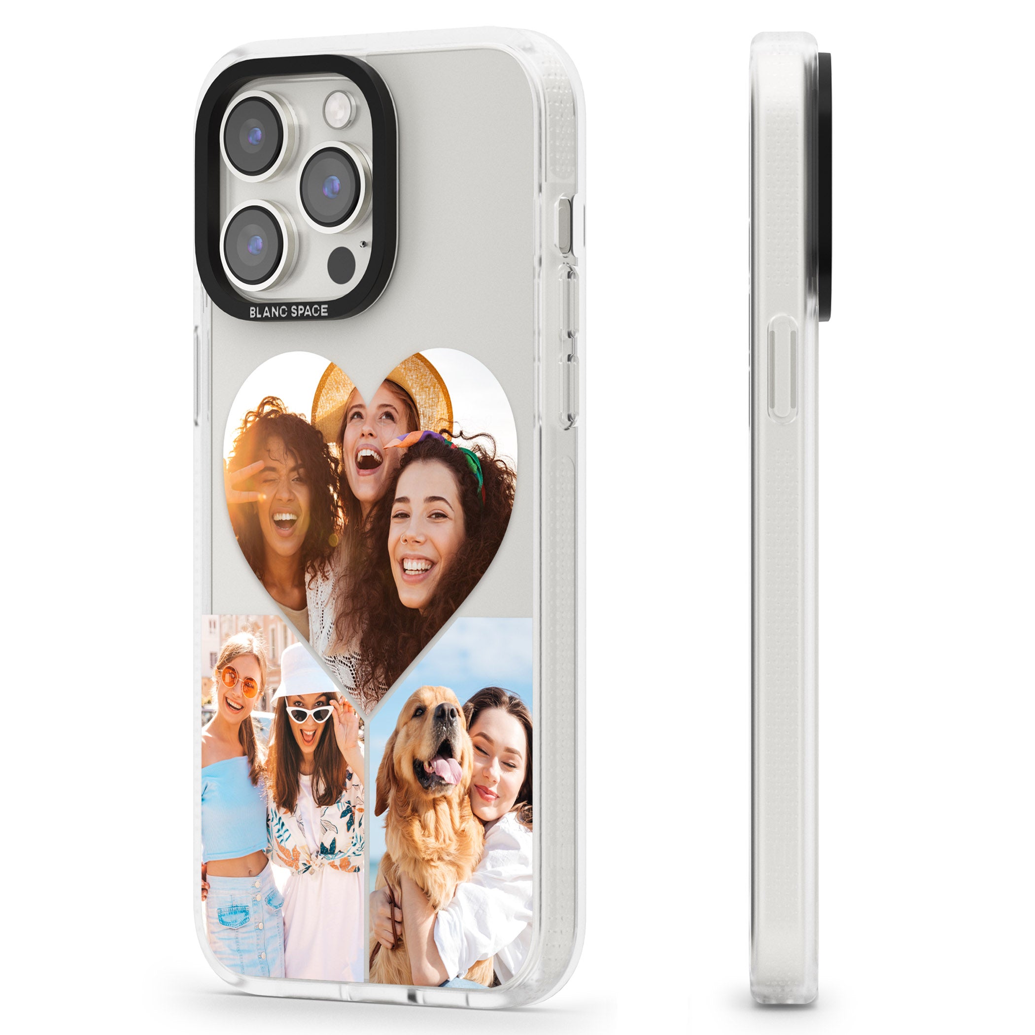 Personalised Heart Photo iPhone 15 Pro Max / 15 Pro / 14 Pro Max / 14 Pro / 13 Pro Clear Case Impact Air - Blanc Space