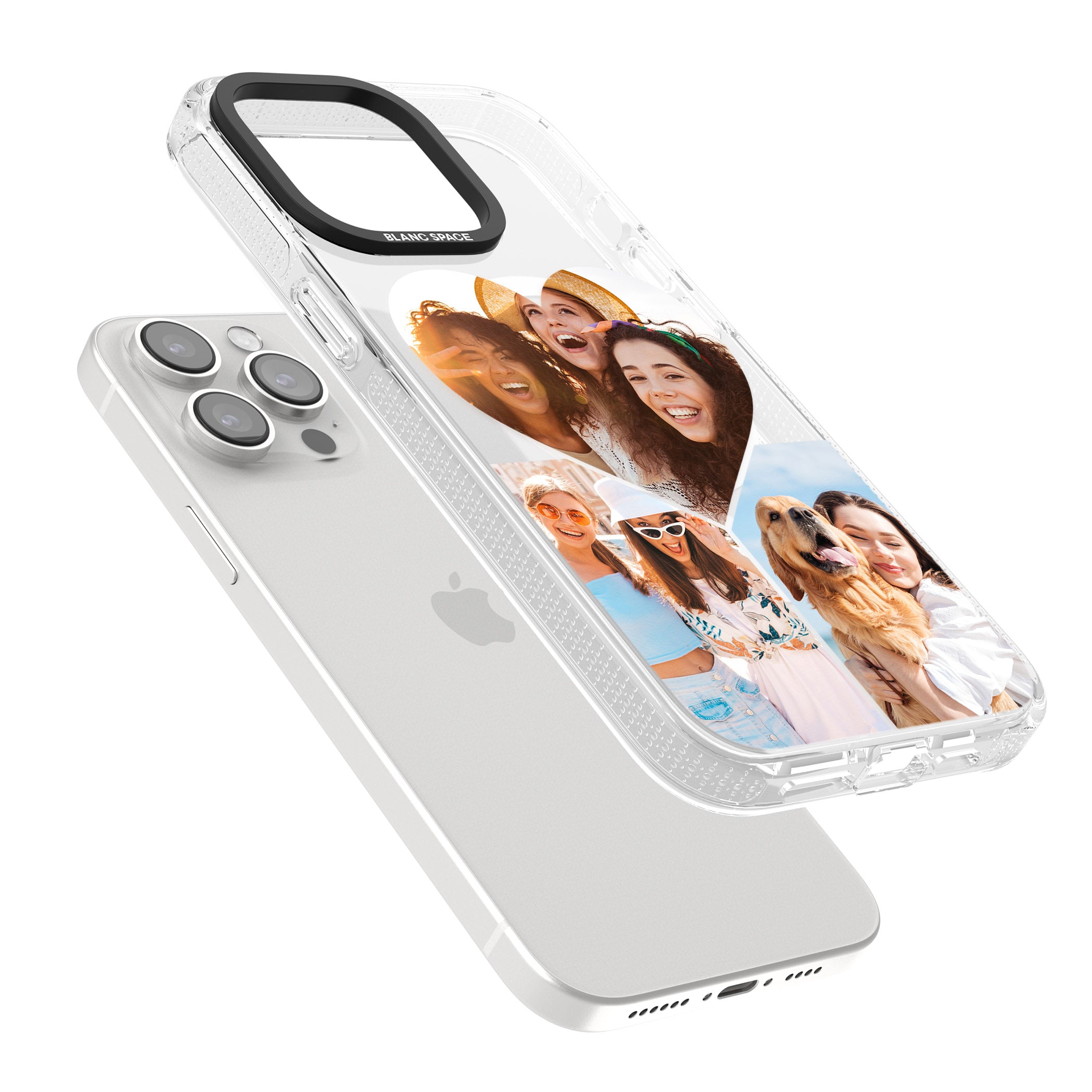 Personalised Heart Photo iPhone 15 Pro Max / 15 Pro / 14 Pro Max / 14 Pro / 13 Pro Clear Case Impact Air - Blanc Space