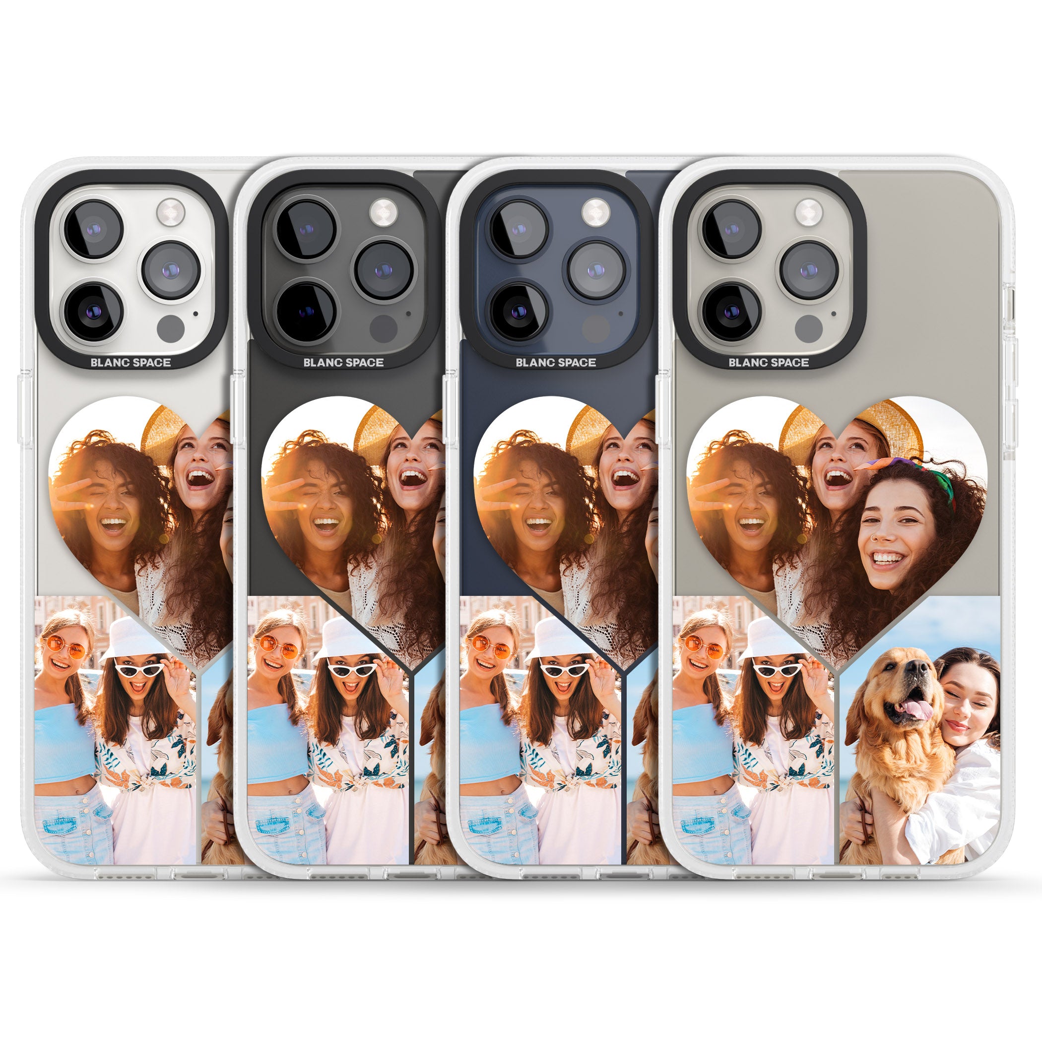 Personalised Heart Photo iPhone 15 Pro Max / 15 Pro / 14 Pro Max / 14 Pro / 13 Pro Clear Case Impact Air - Blanc Space