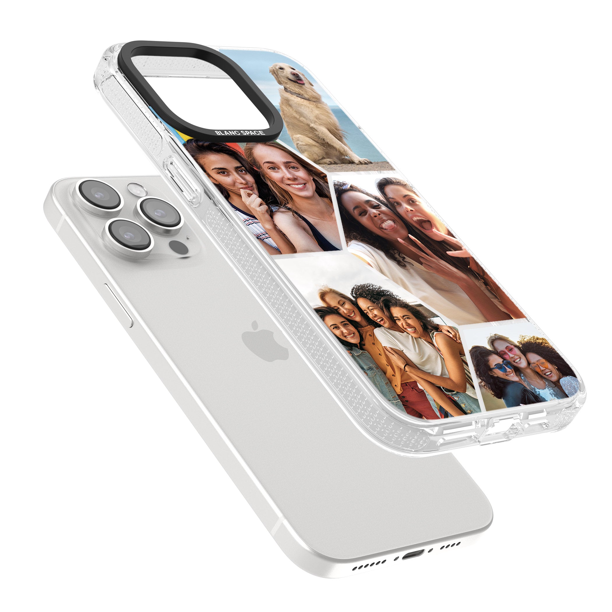 Personalised Beehive Photo Grid iPhone 15 Pro Max / 15 Pro / 14 Pro Max / 14 Pro / 13 Pro Clear Case Impact Air - Blanc Space