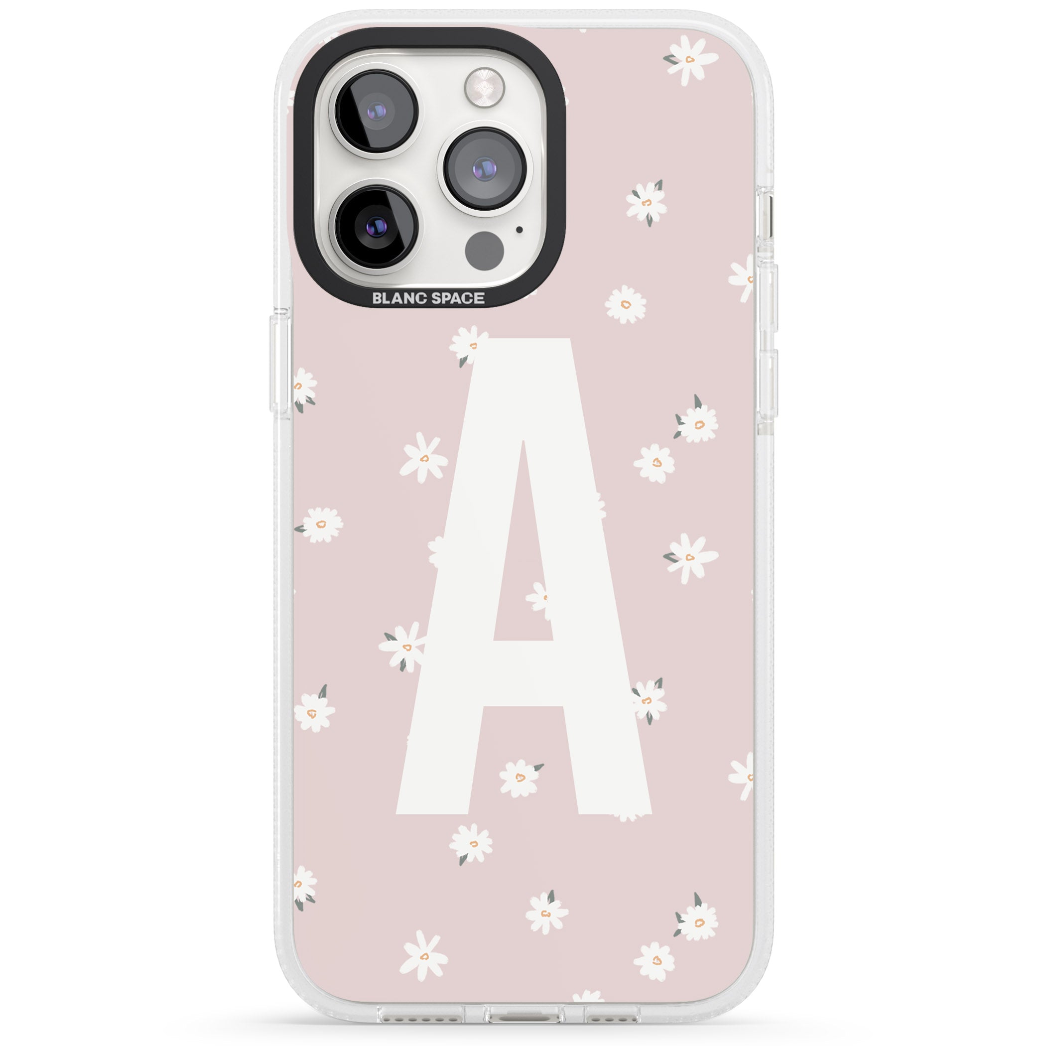 Personalised Pink Daisy Personalised iPhone 15 Pro Max / 15 Pro / 14 Pro Max / 14 Pro / 13 Pro Clear Case Impact Air - Blanc Space