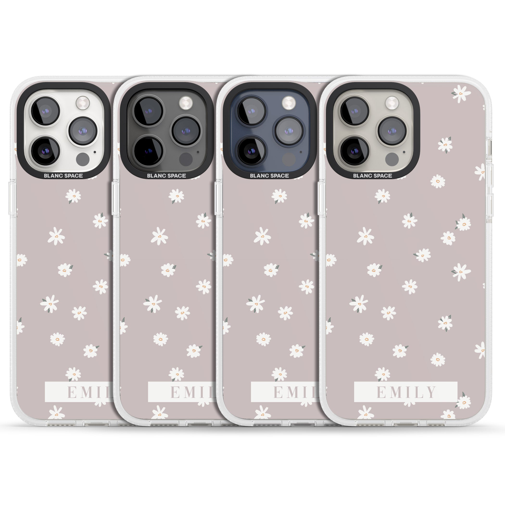 Personalised Dusty Rose Personalised iPhone 15 Pro Max / 15 Pro / 14 Pro Max / 14 Pro / 13 Pro Clear Case Impact Air - Blanc Space
