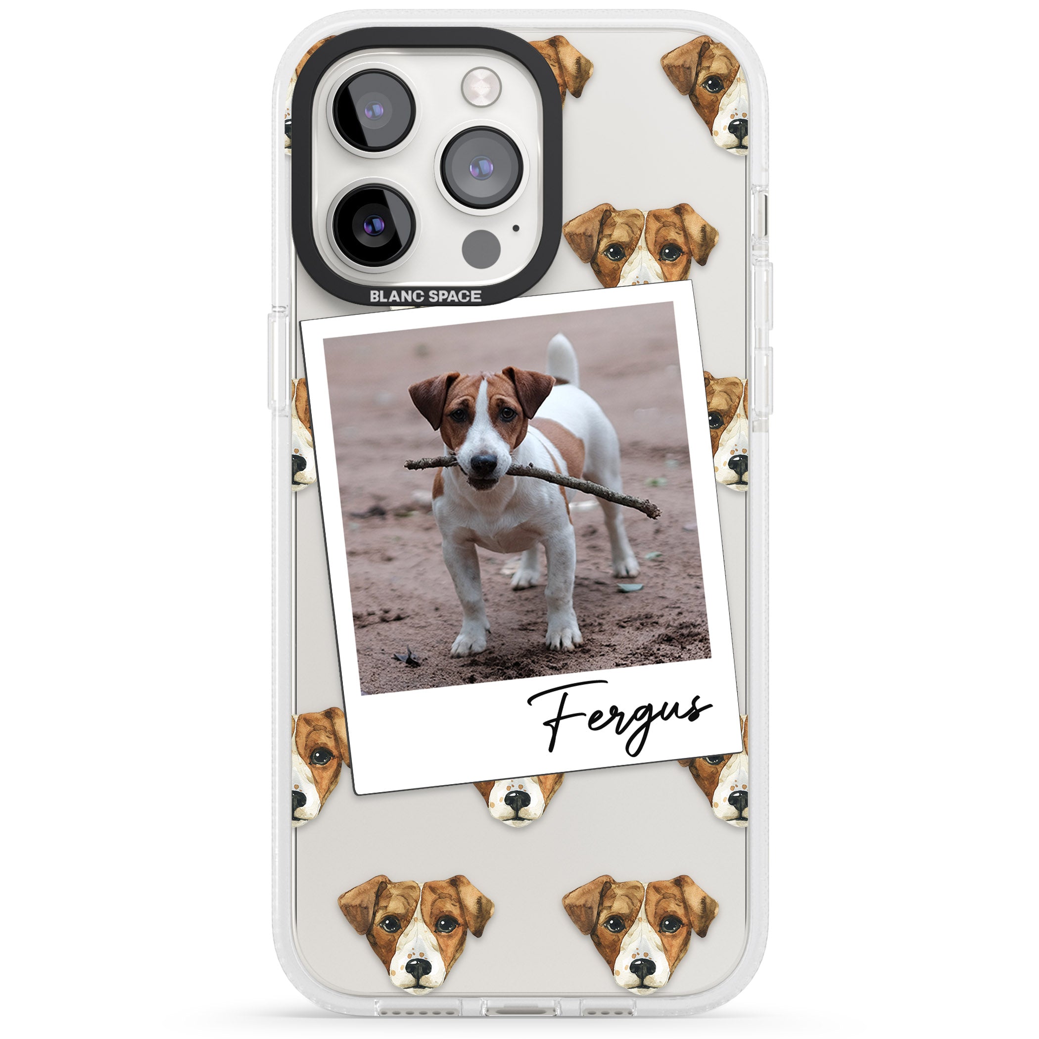 Personalised Jack Russell - Dog Photo iPhone 15 Pro Max / 15 Pro / 14 Pro Max / 14 Pro / 13 Pro Clear Case Impact Air - Blanc Space