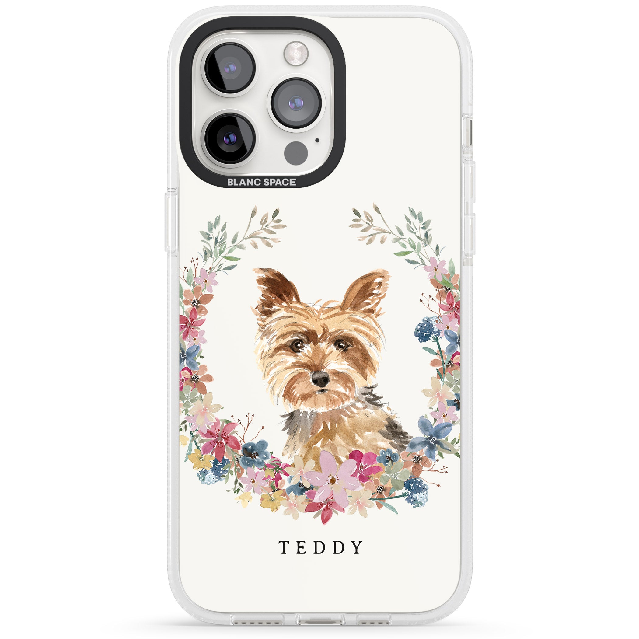 Personalised Yorkshire Terrier - Watercolour Dog Portrait iPhone 15 Pro Max / 15 Pro / 14 Pro Max / 14 Pro / 13 Pro Clear Case Impact Air - Blanc Space