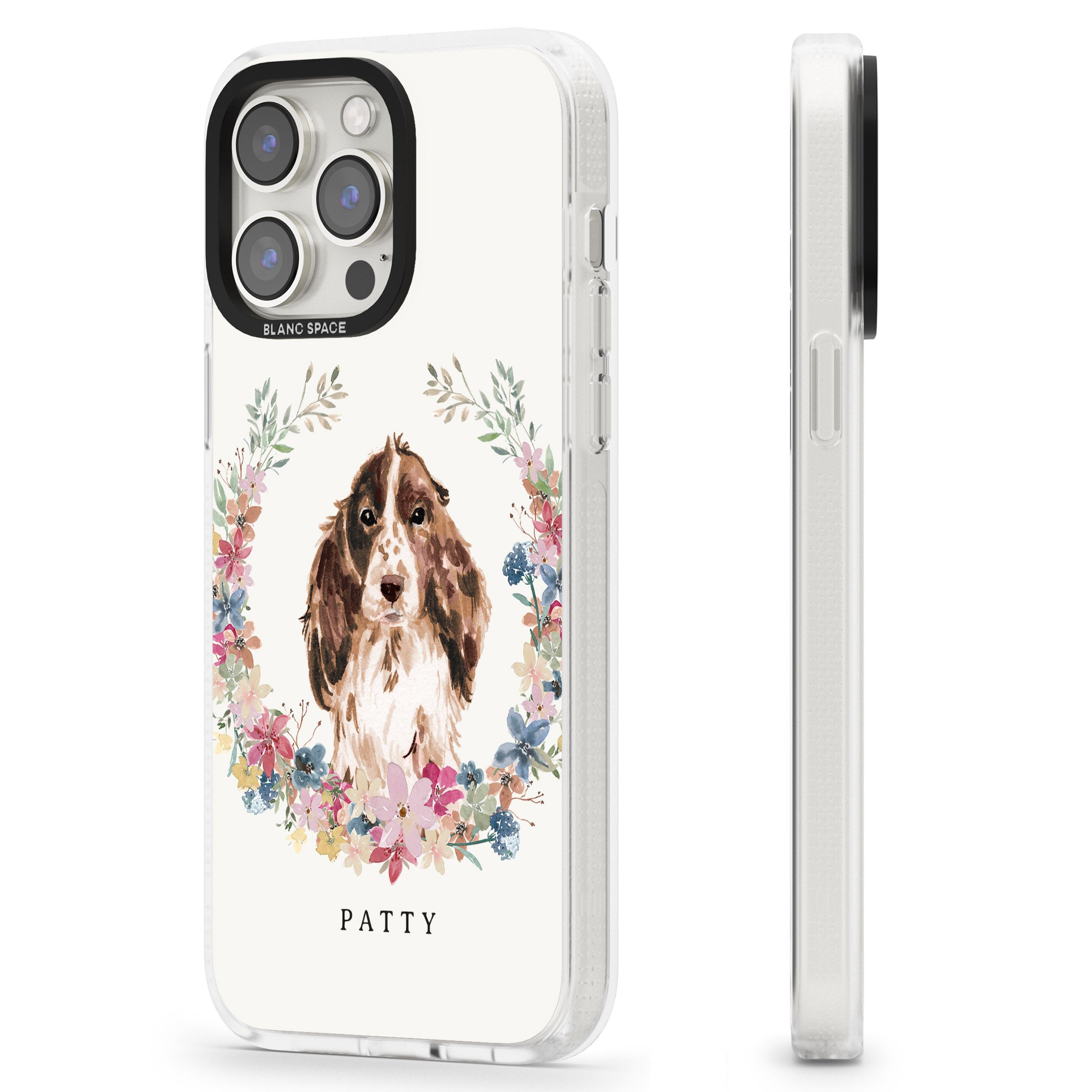Personalised Brown Cocker Spaniel - Watercolour Dog Portrait iPhone 15 Pro Max / 15 Pro / 14 Pro Max / 14 Pro / 13 Pro Clear Case Impact Air - Blanc Space