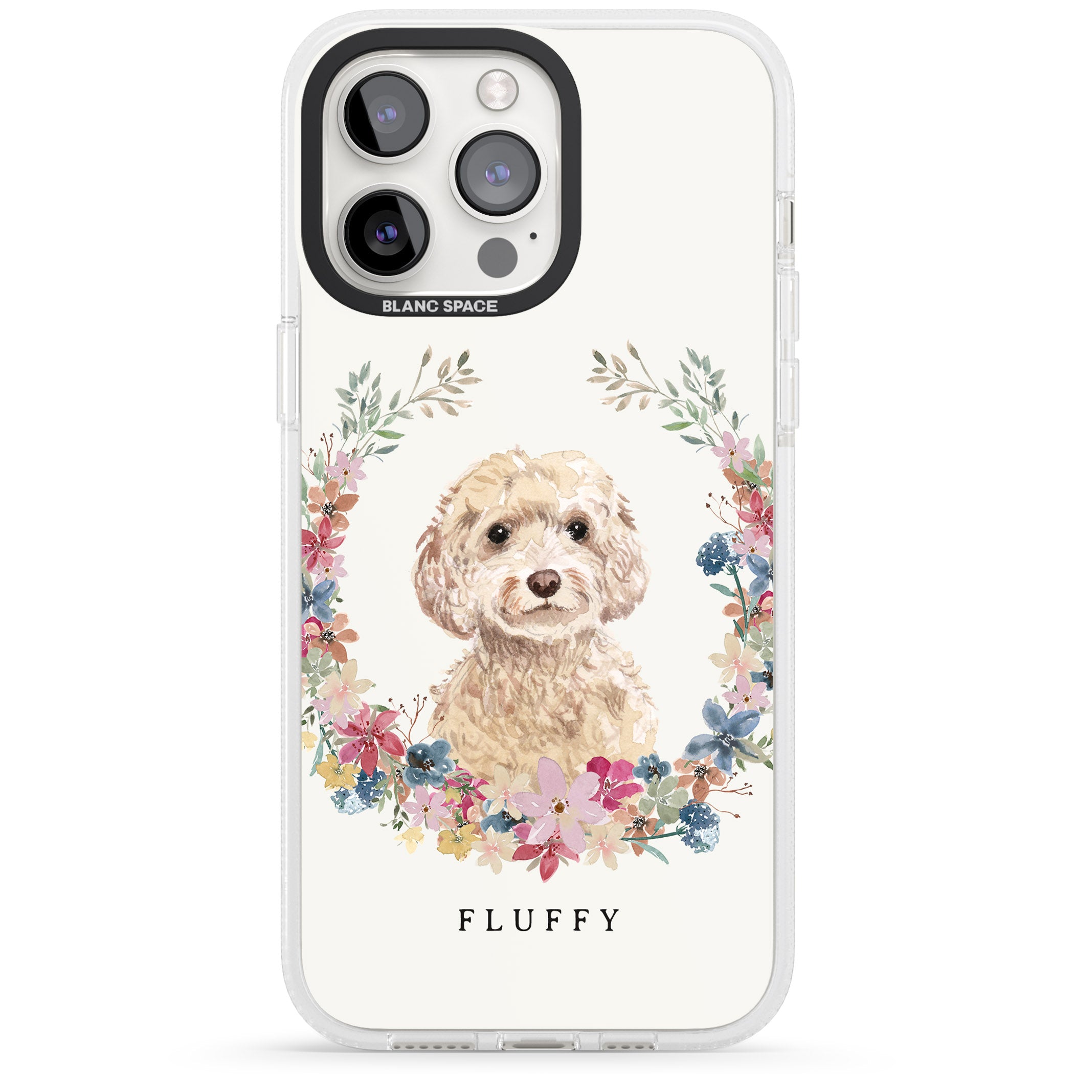 Personalised Champagne Cockapoo - Watercolour Dog Portrait iPhone 15 Pro Max / 15 Pro / 14 Pro Max / 14 Pro / 13 Pro Clear Case Impact Air - Blanc Space