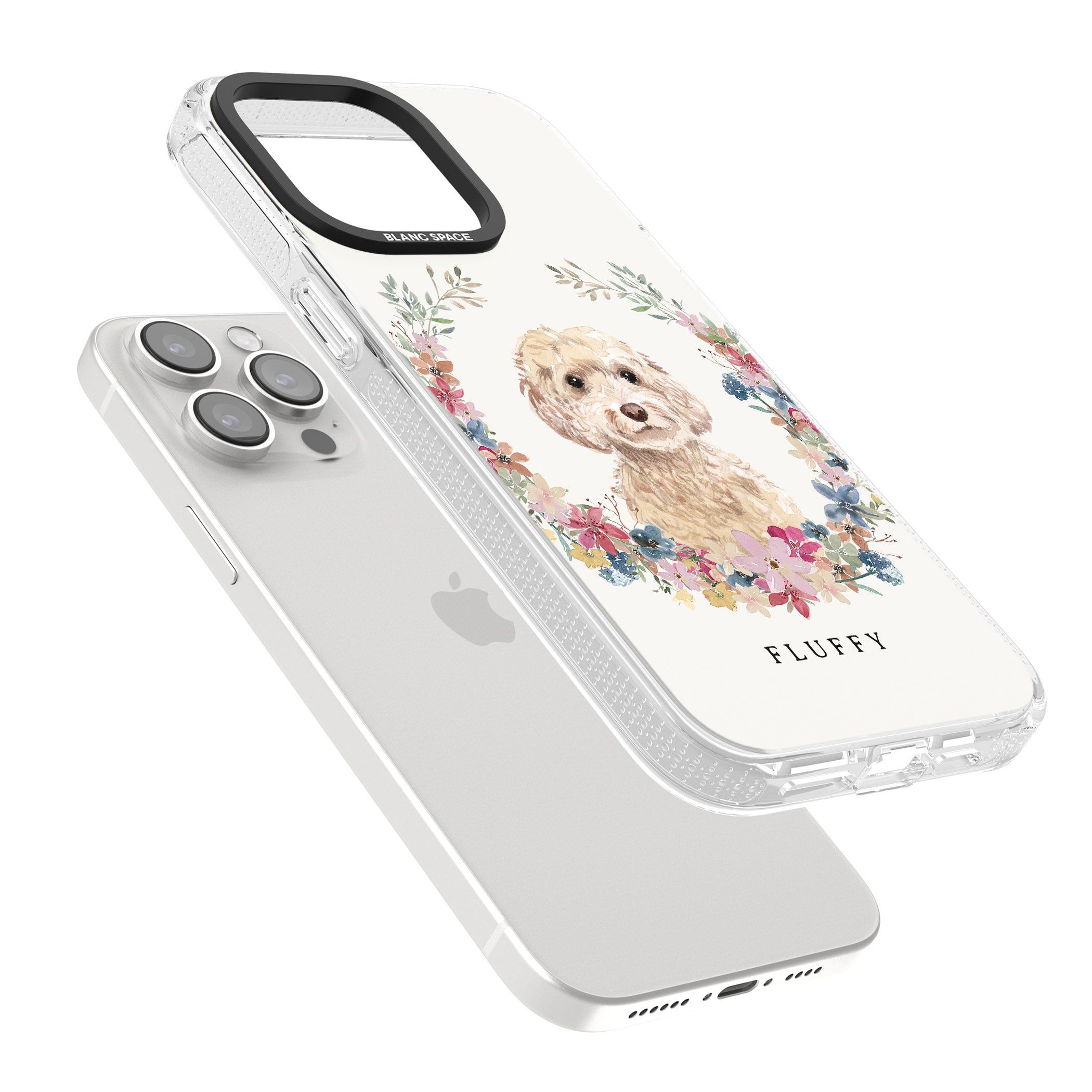 Personalised Champagne Cockapoo - Watercolour Dog Portrait iPhone 15 Pro Max / 15 Pro / 14 Pro Max / 14 Pro / 13 Pro Clear Case Impact Air - Blanc Space