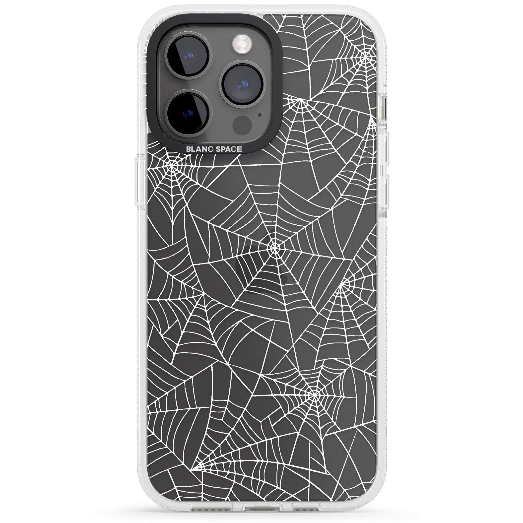 Personalised Spider Web Pattern iPhone 15 Pro Max / 15 Pro / 14 Pro Max / 14 Pro / 13 Pro Clear Case Impact Air - Blanc Space